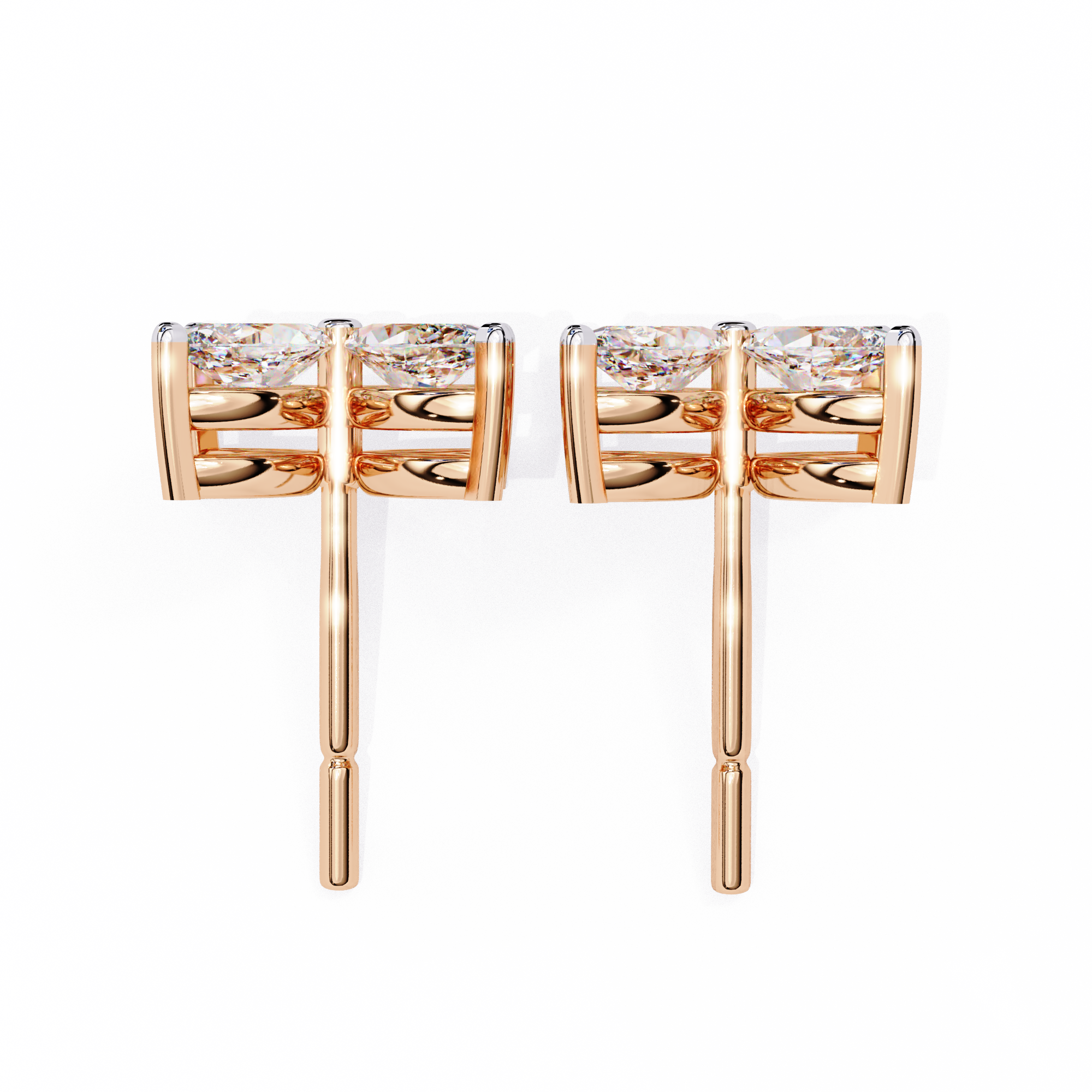 Signature Princess Pavé Border Diamond Stud Earrings — 10k–18k Gold