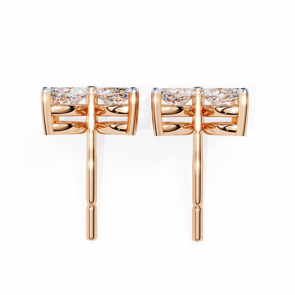 Signature Princess Pavé Border Diamond Stud Earrings — 10k–18k Gold