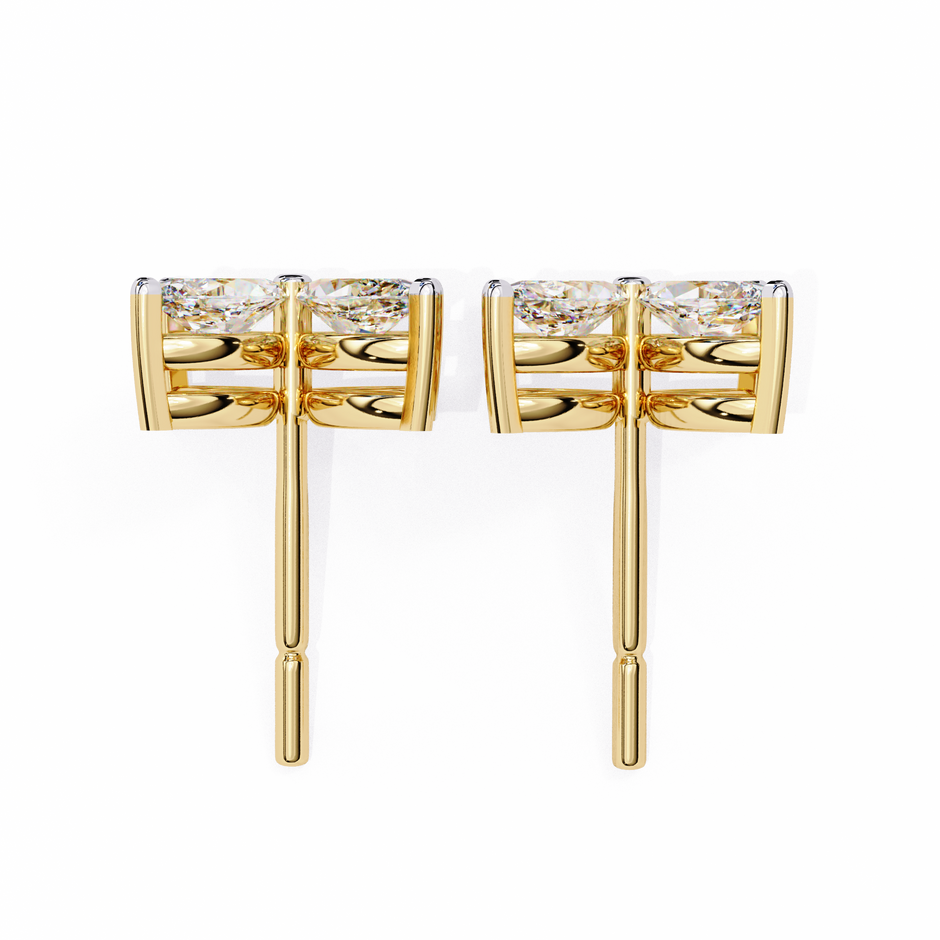 Signature Princess Pavé Border Diamond Stud Earrings — 10k–18k Gold