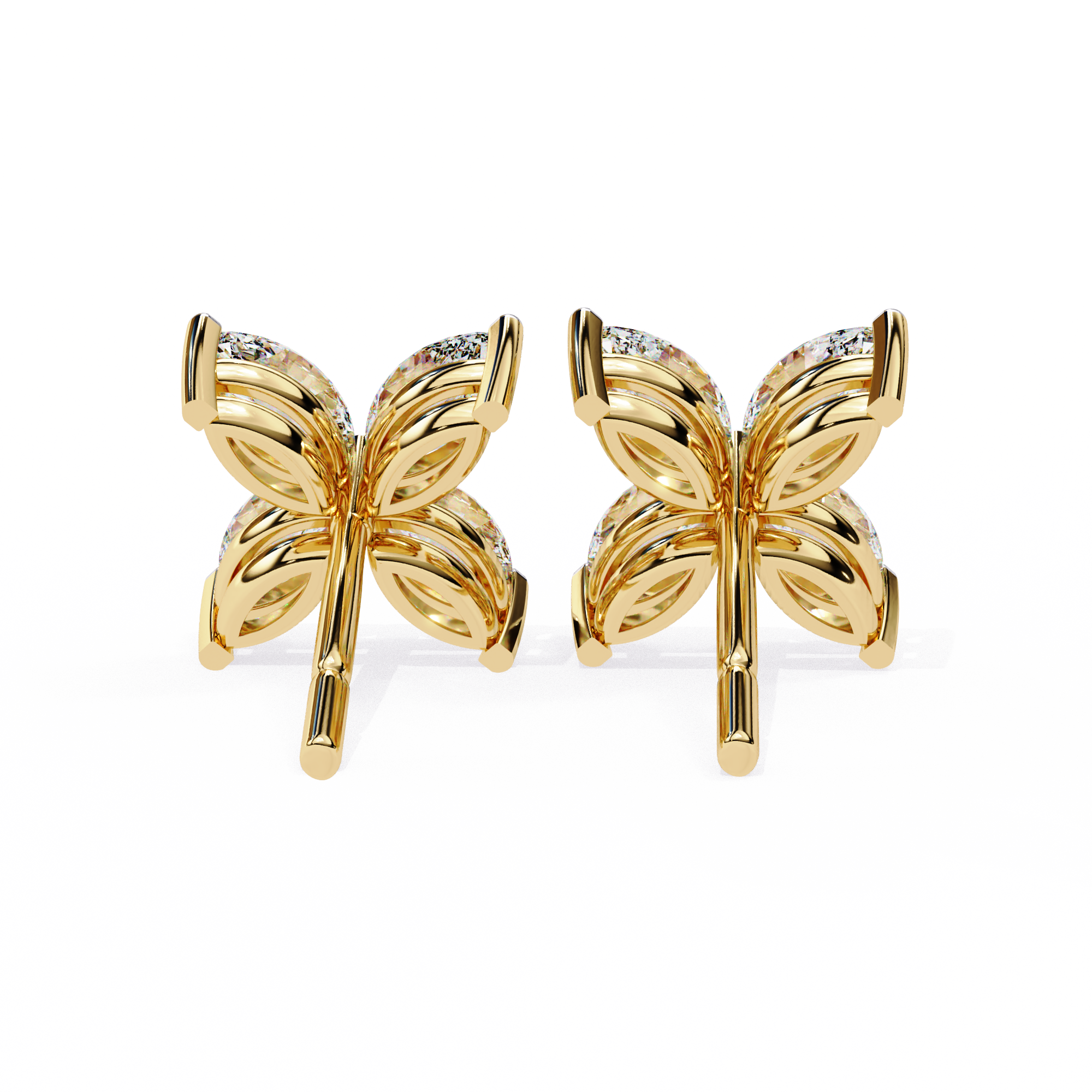 Signature Princess Pavé Border Diamond Stud Earrings — 10k–18k Gold