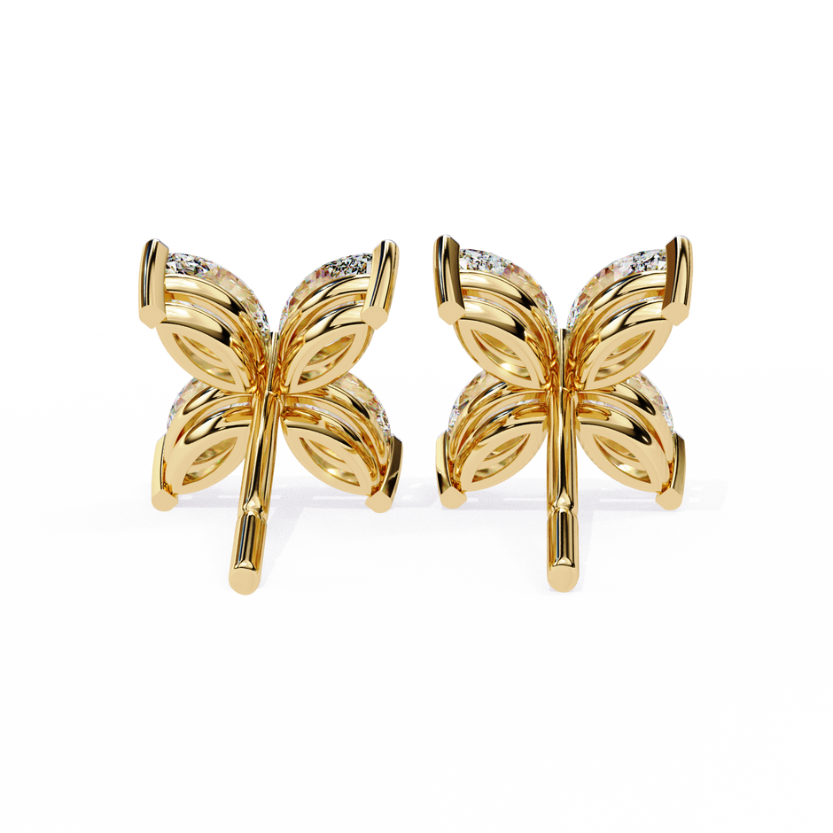 Signature Princess Pavé Border Diamond Stud Earrings — 10k–18k Gold