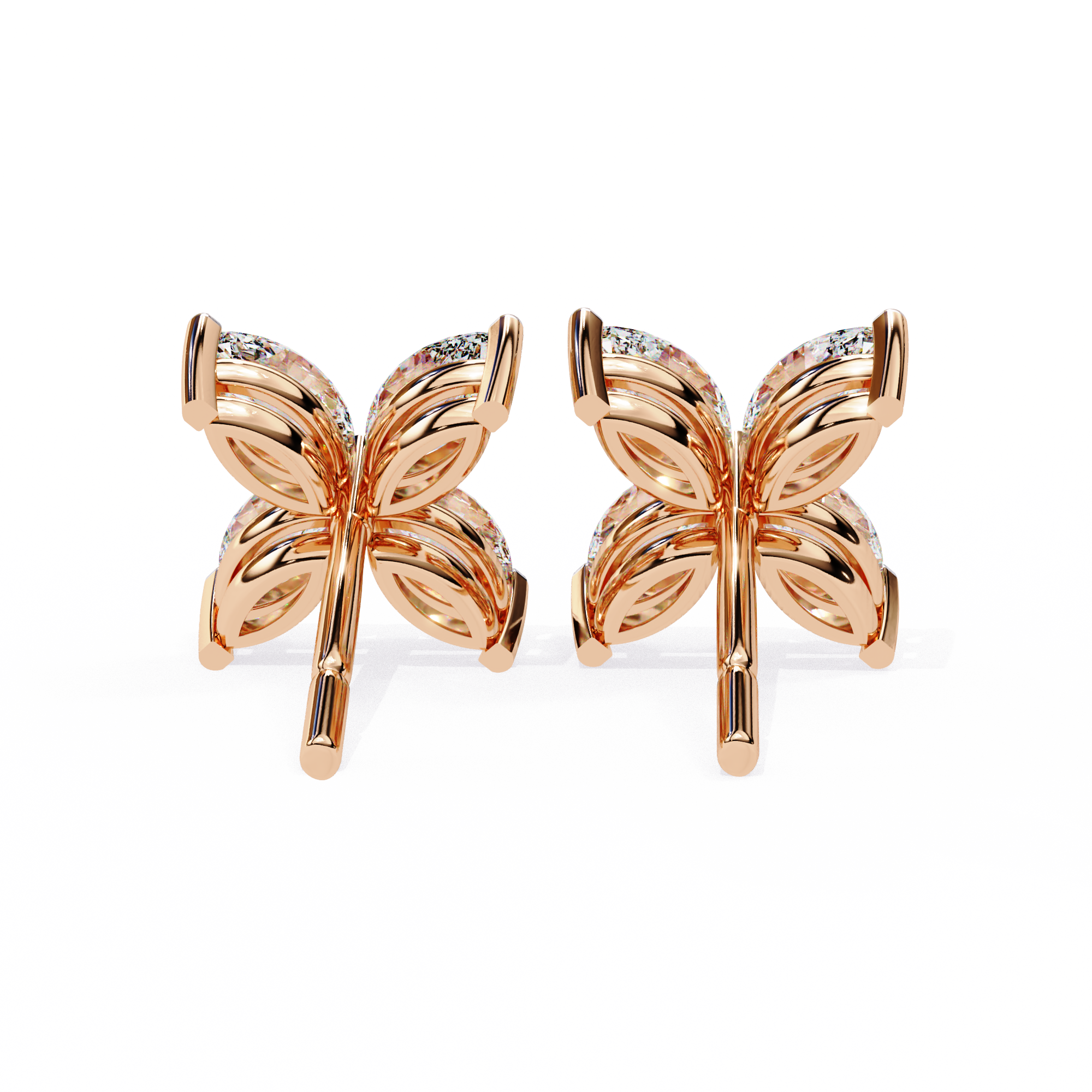 Signature Princess Pavé Border Diamond Stud Earrings — 10k–18k Gold
