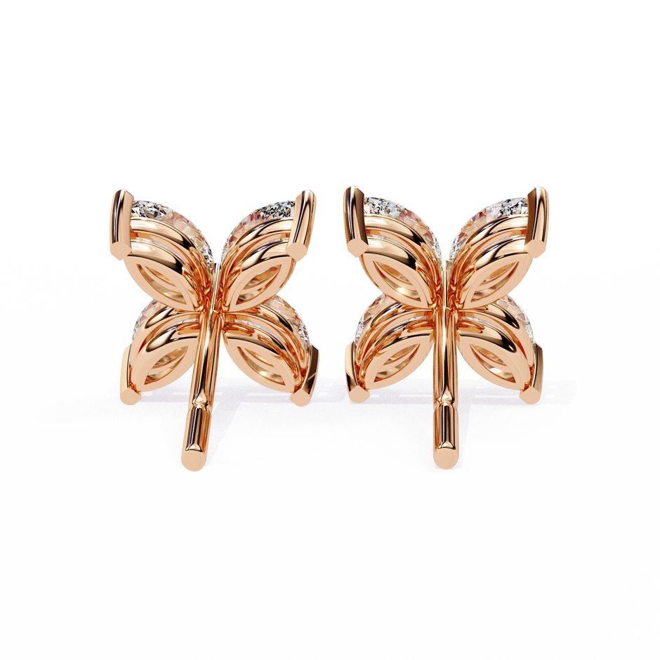 Signature Princess Pavé Border Diamond Stud Earrings — 10k–18k Gold