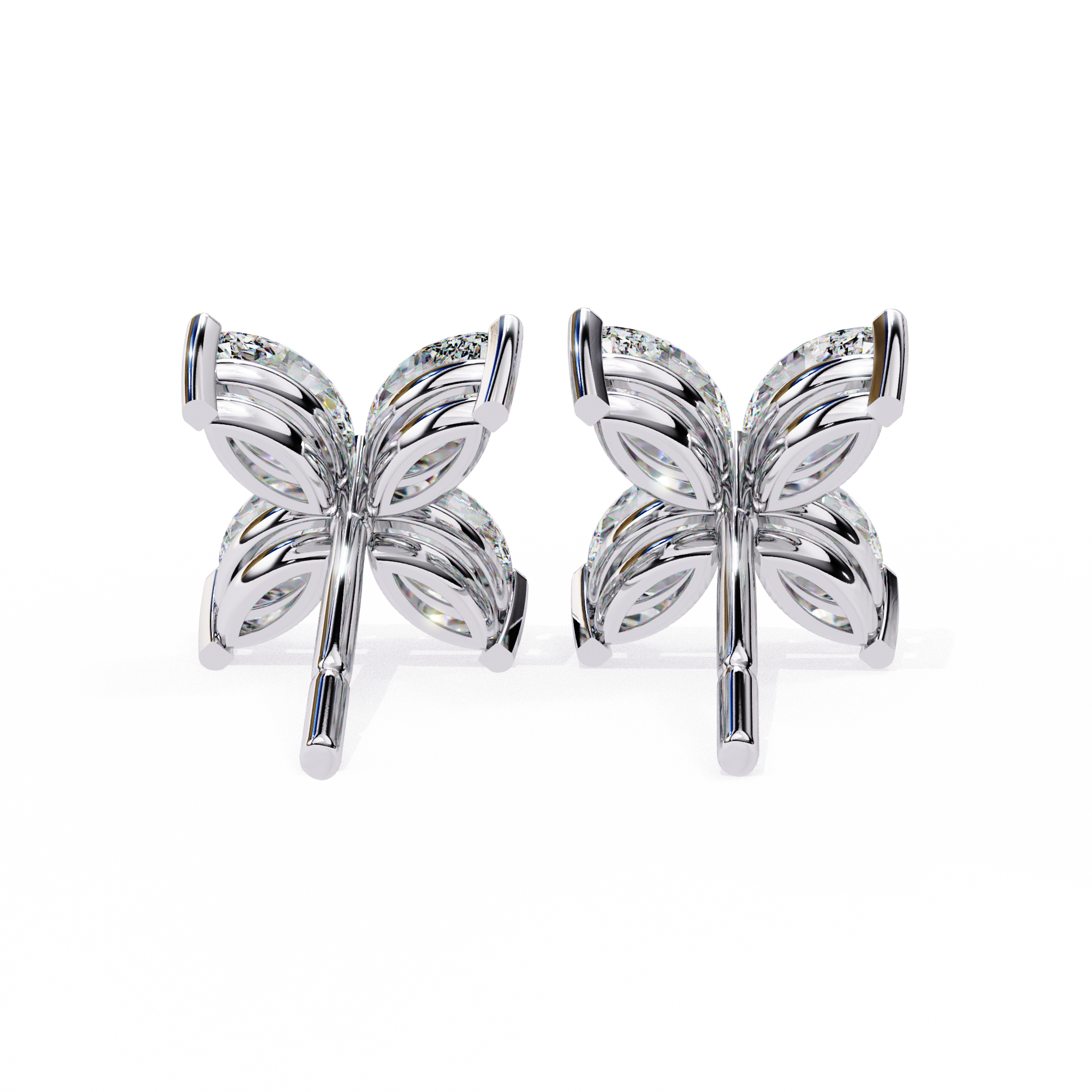 Signature Princess Pavé Border Diamond Stud Earrings — 10k–18k Gold