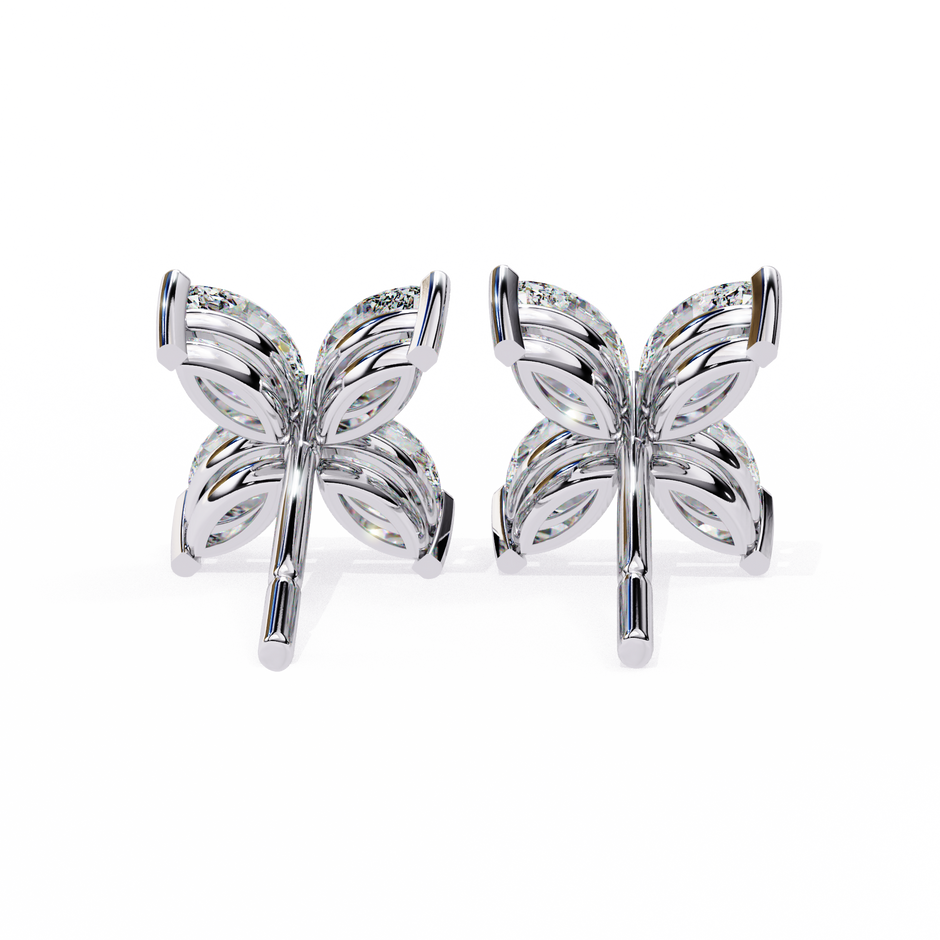 Signature Princess Pavé Border Diamond Stud Earrings — 10k–18k Gold