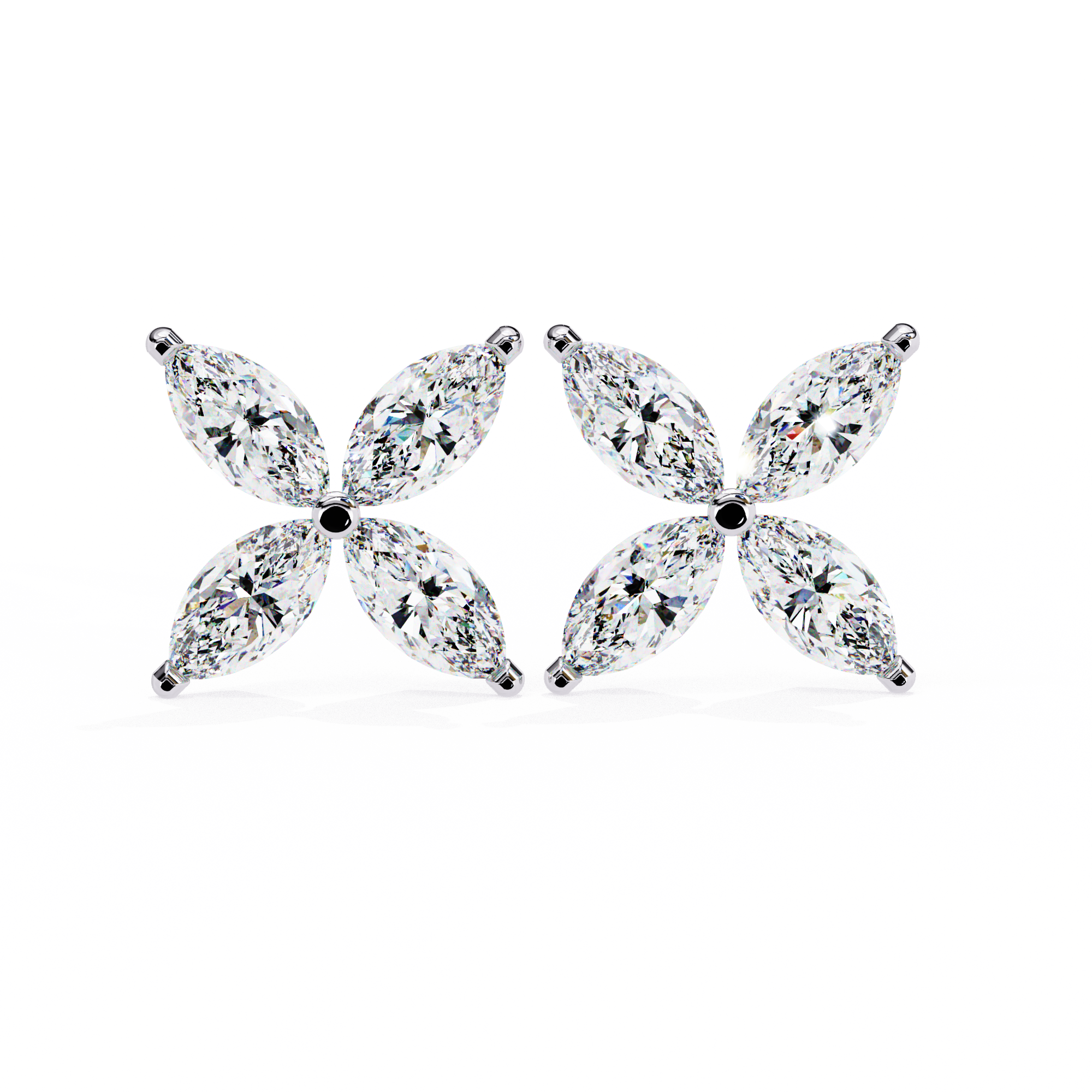 Signature Princess Pavé Border Diamond Stud Earrings — 10k–18k Gold