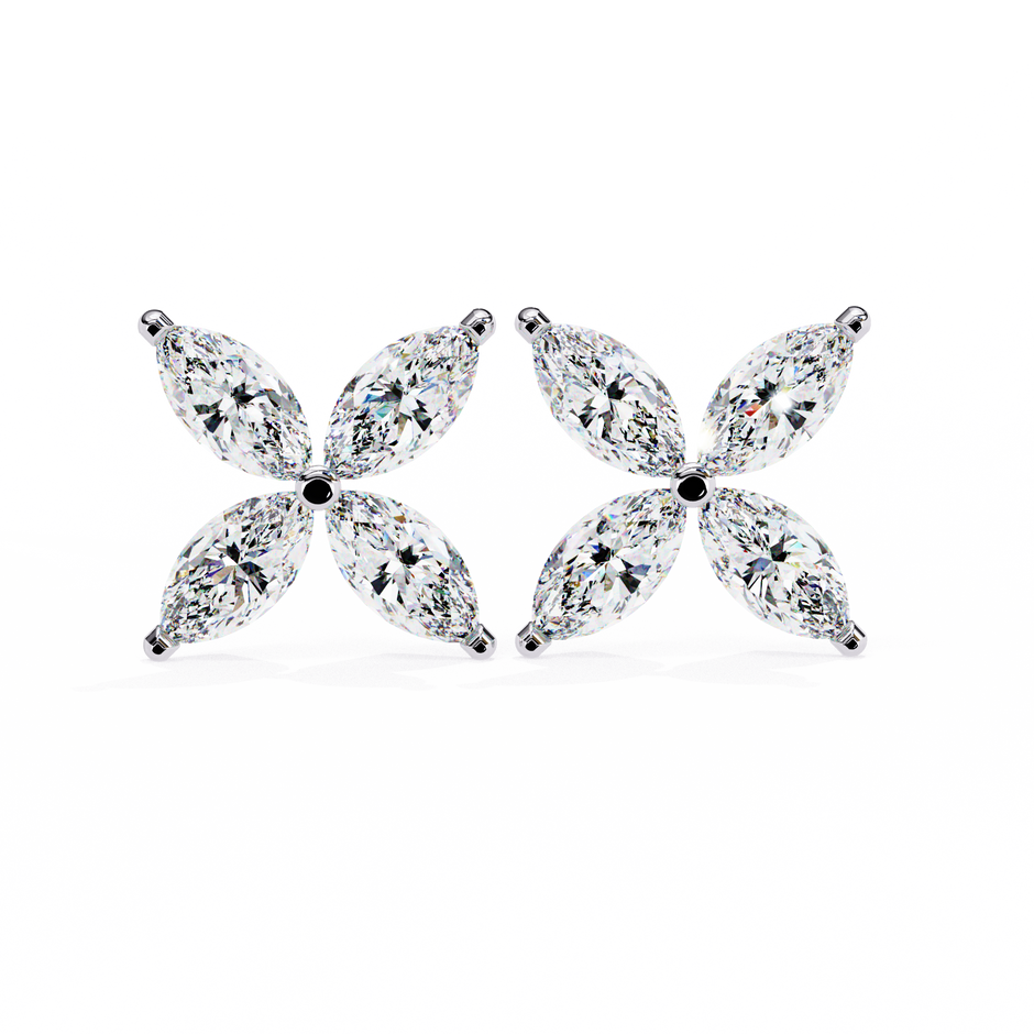 Signature Princess Pavé Border Diamond Stud Earrings — 10k–18k Gold