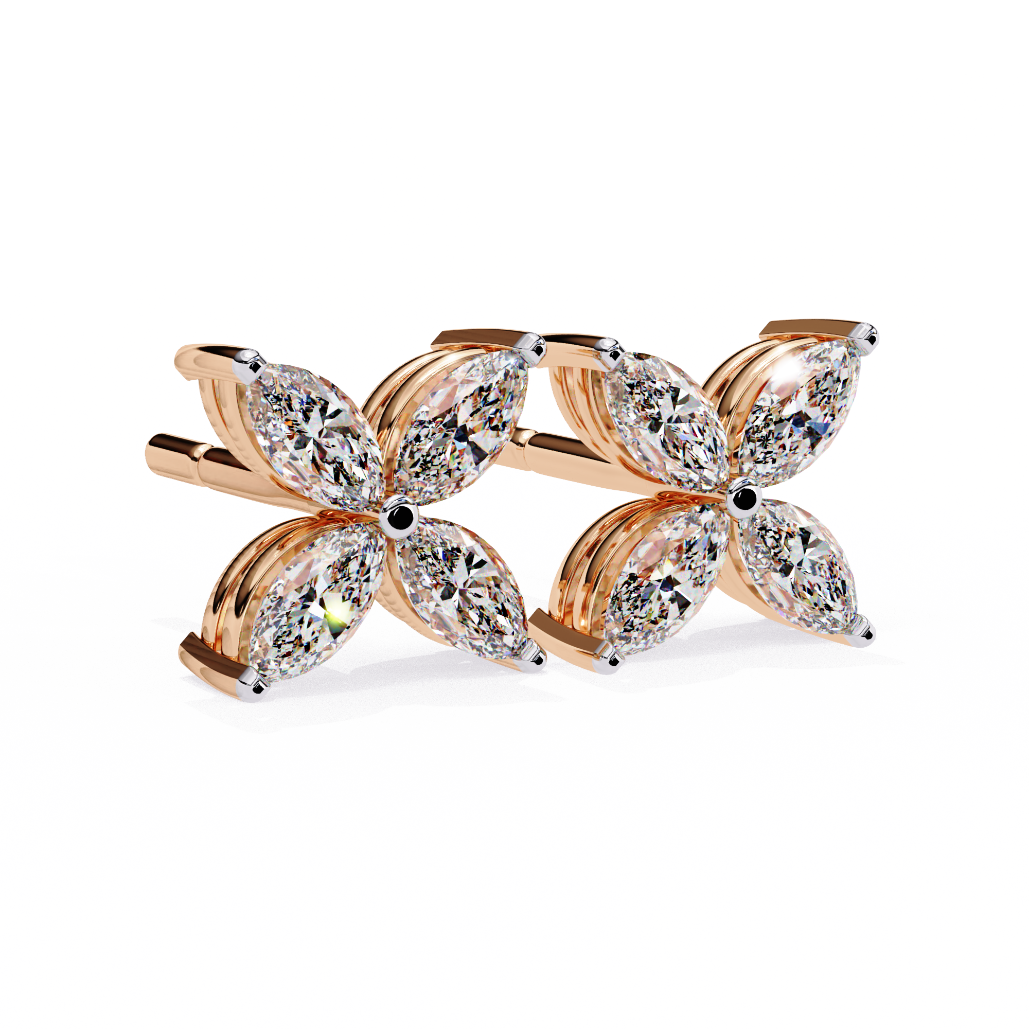 Signature Princess Pavé Border Diamond Stud Earrings — 10k–18k Gold