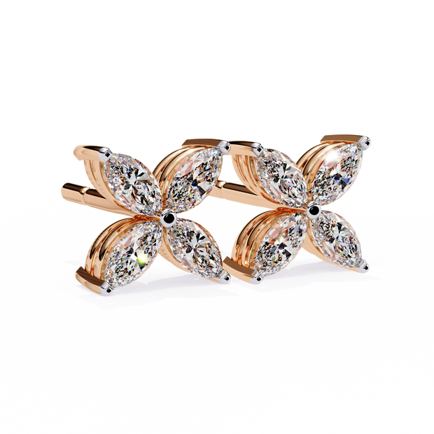 Signature Princess Pavé Border Diamond Stud Earrings — 10k–18k Gold