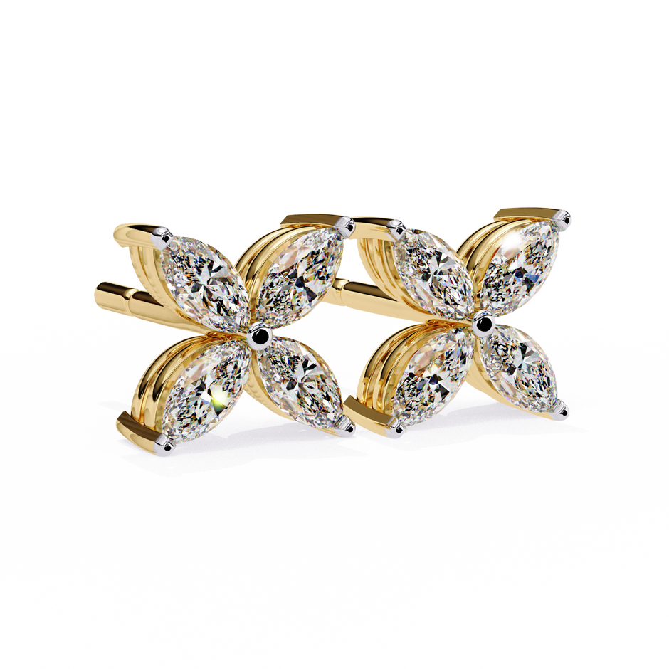 Signature Princess Pavé Border Diamond Stud Earrings — 10k–18k Gold