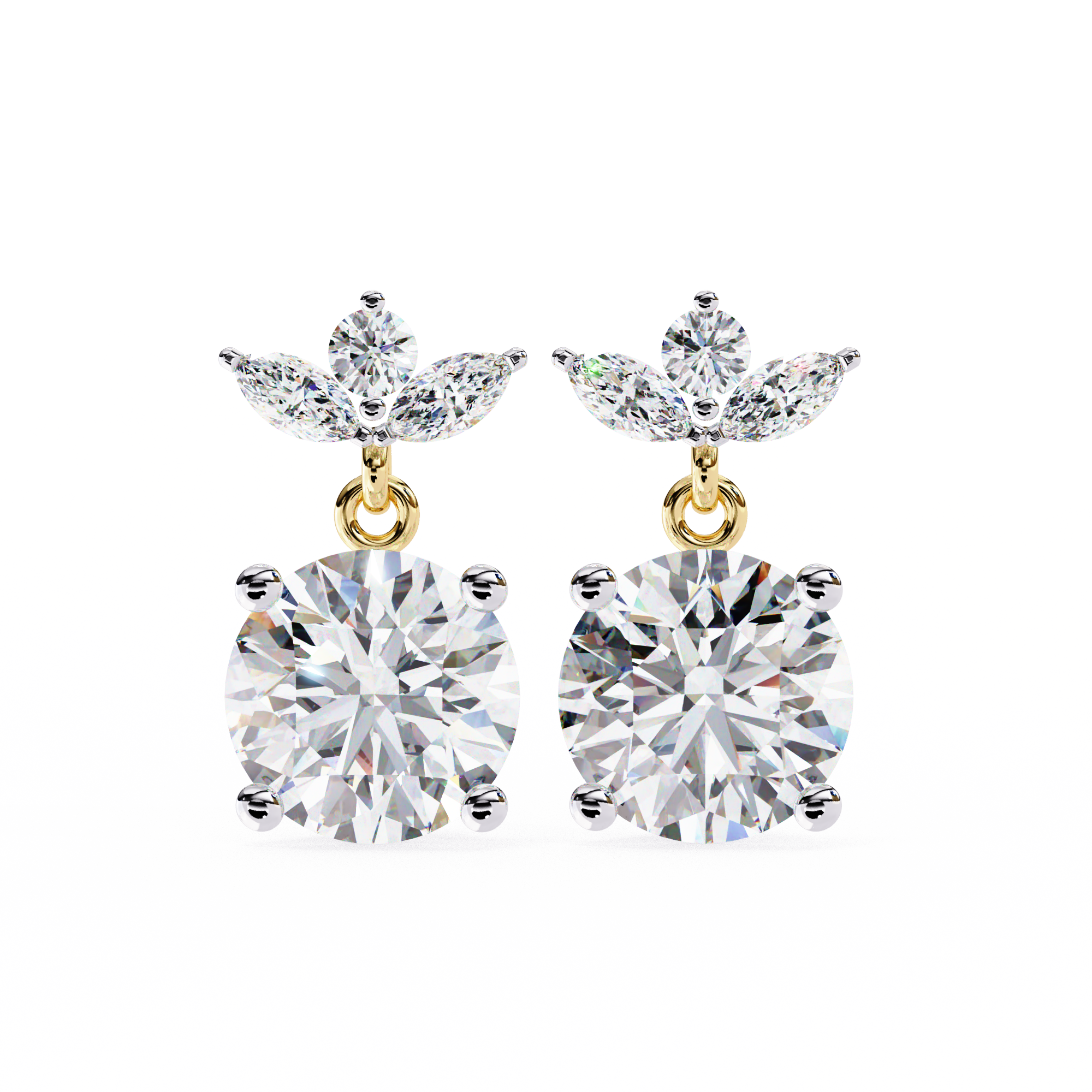 Nacre White Gold Brilliant Diamond Stud Earrings — 10k–18k Gold