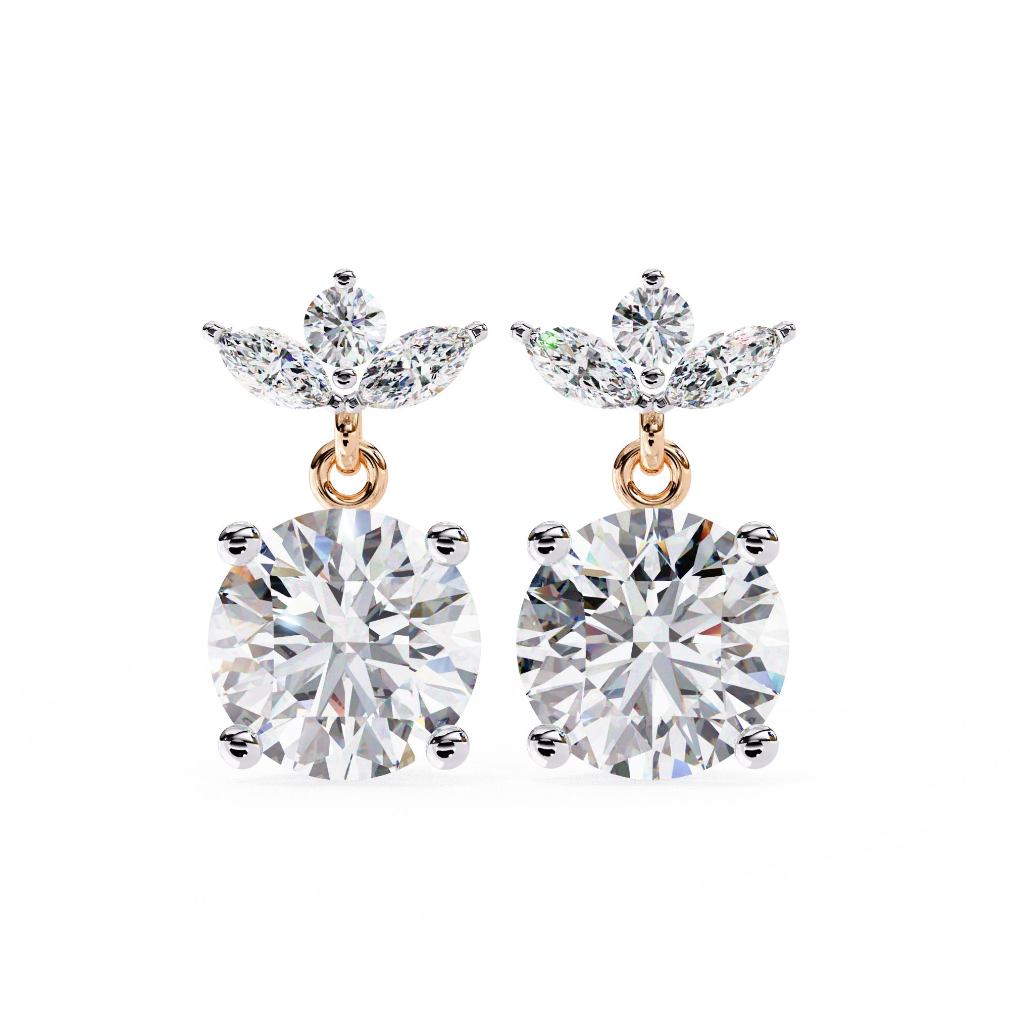 Nacre White Gold Brilliant Diamond Stud Earrings — 10k–18k Gold