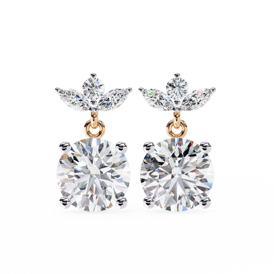 Nacre White Gold Brilliant Diamond Stud Earrings — 10k–18k Gold