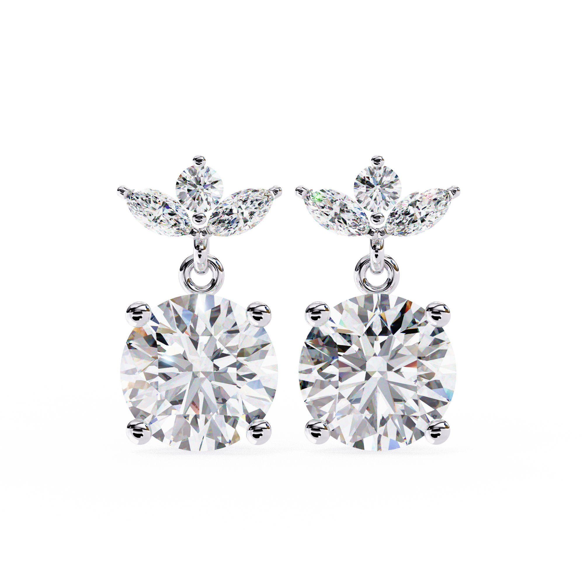 Nacre White Gold Brilliant Diamond Stud Earrings — 10k–18k Gold
