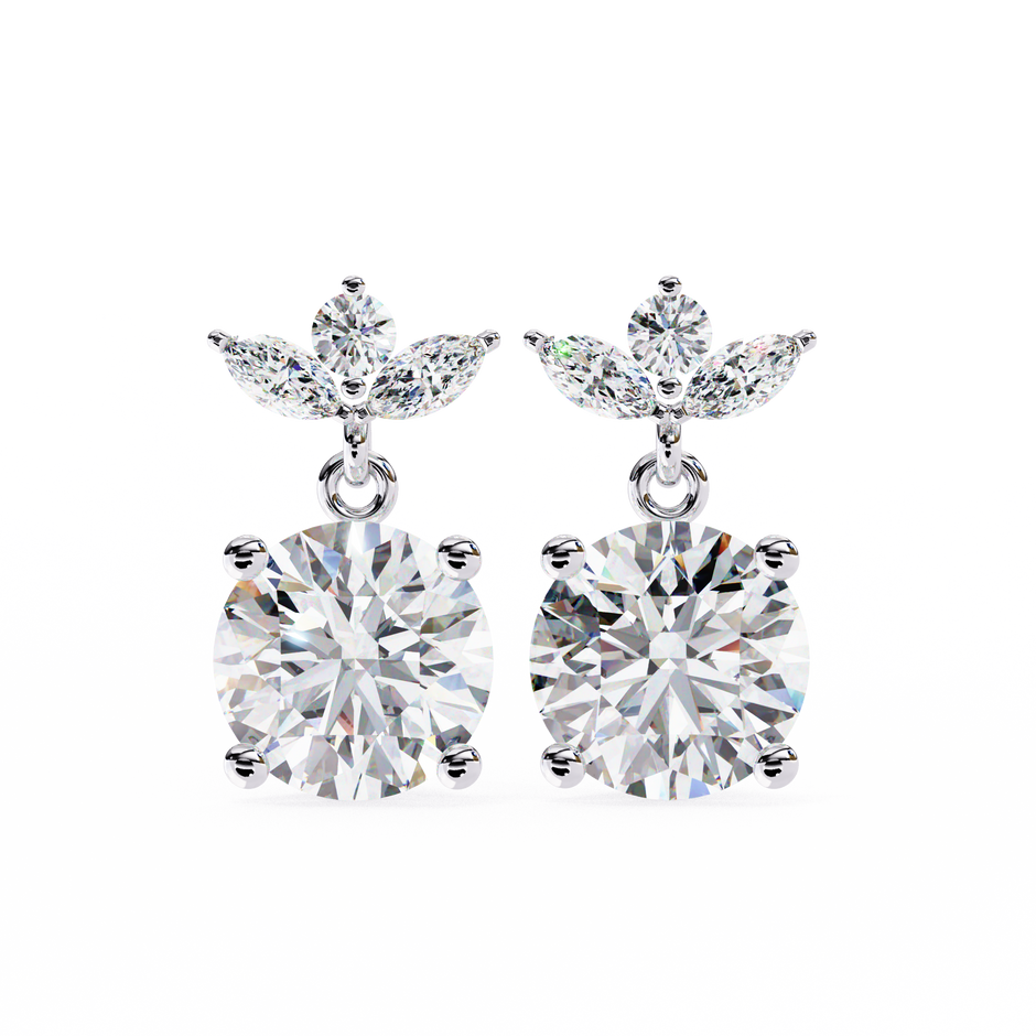 Nacre White Gold Brilliant Diamond Stud Earrings — 10k–18k Gold