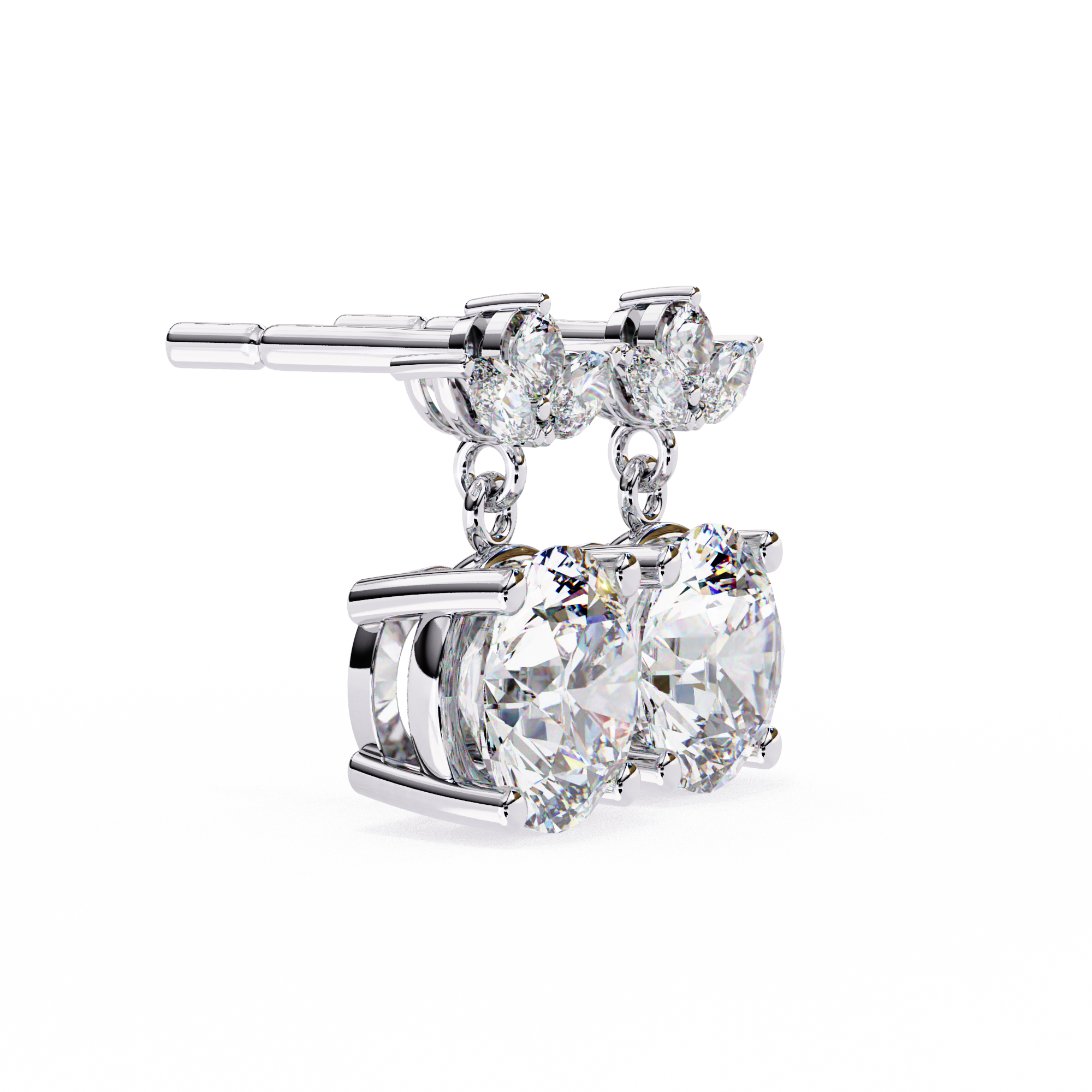 Nacre White Gold Brilliant Diamond Stud Earrings — 10k–18k Gold