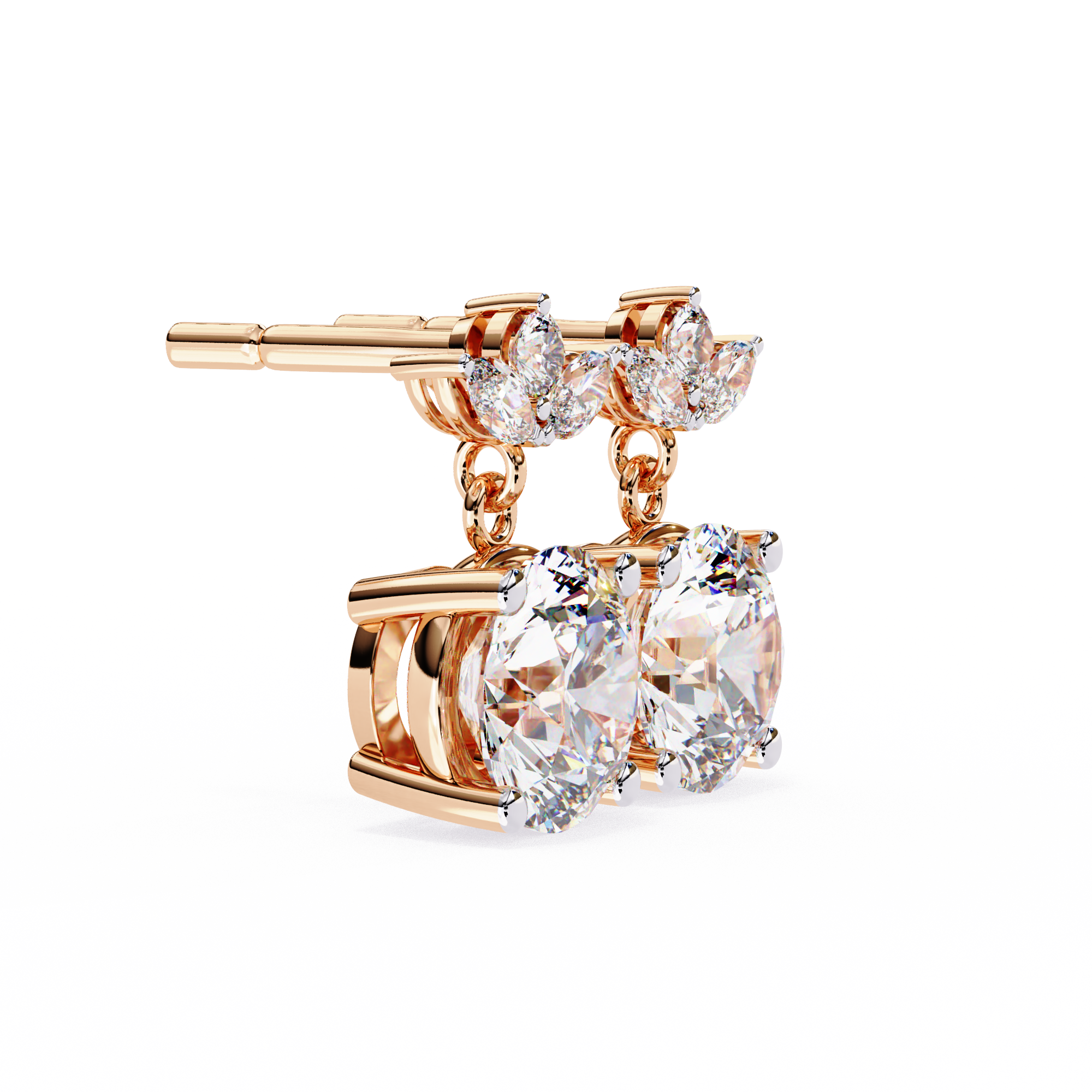 Nacre White Gold Brilliant Diamond Stud Earrings — 10k–18k Gold