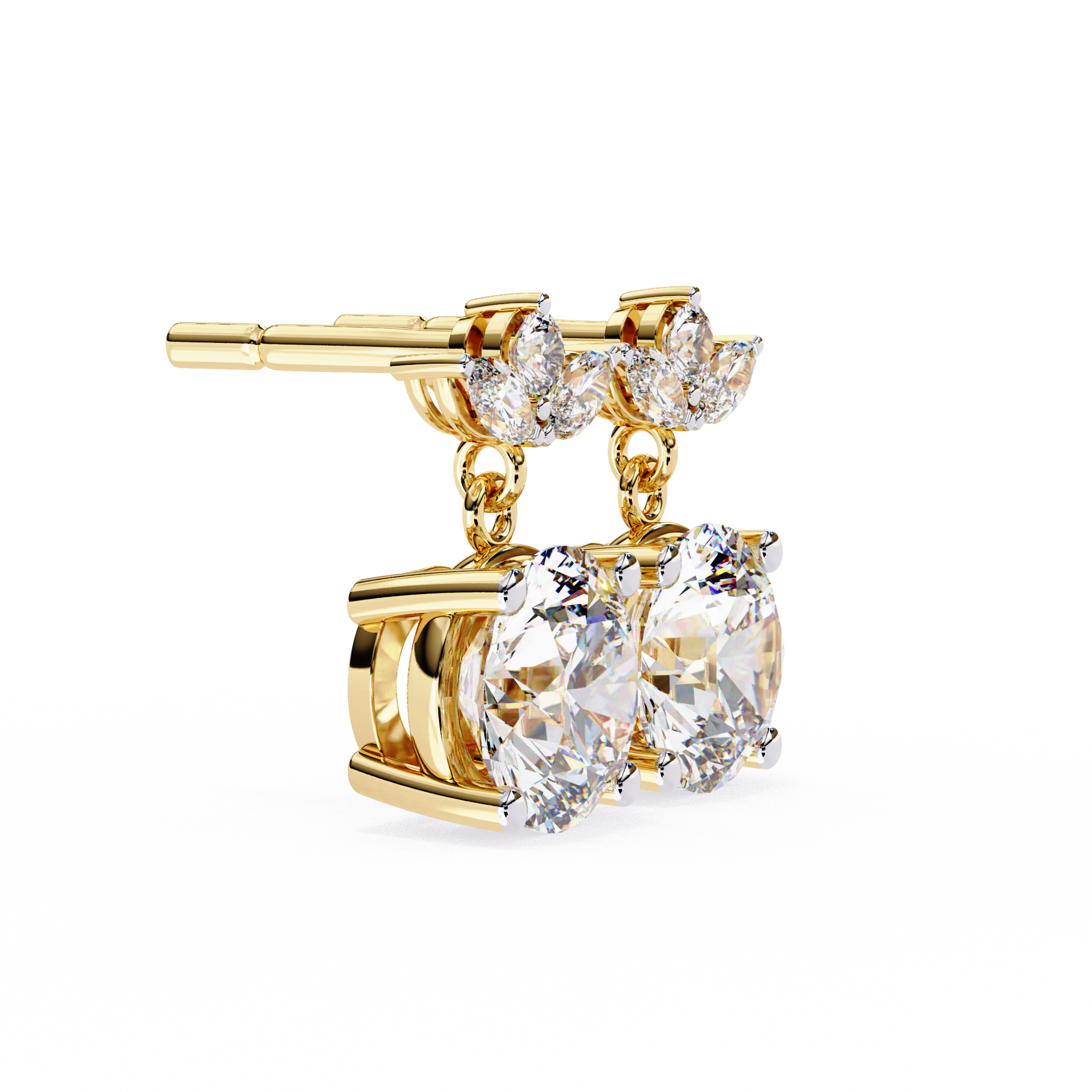Nacre White Gold Brilliant Diamond Stud Earrings — 10k–18k Gold
