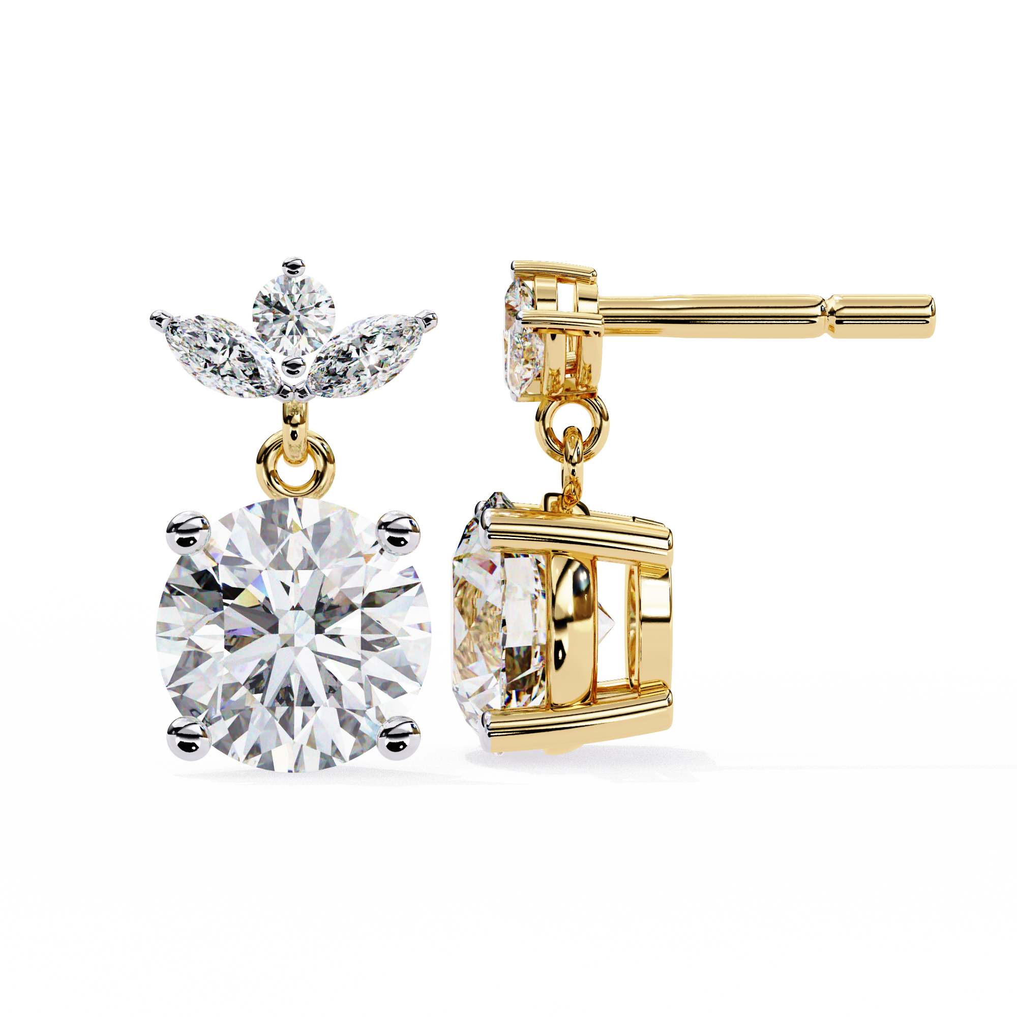 Nacre White Gold Brilliant Diamond Stud Earrings — 10k–18k Gold