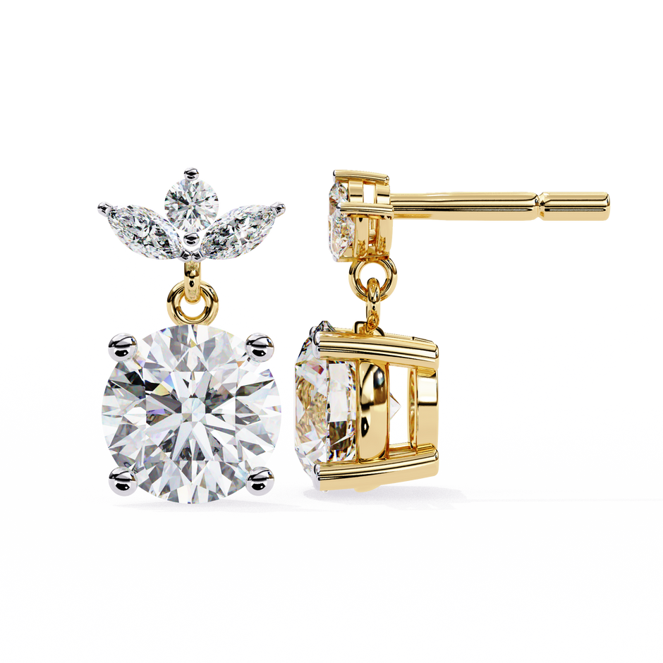 Nacre White Gold Brilliant Diamond Stud Earrings — 10k–18k Gold