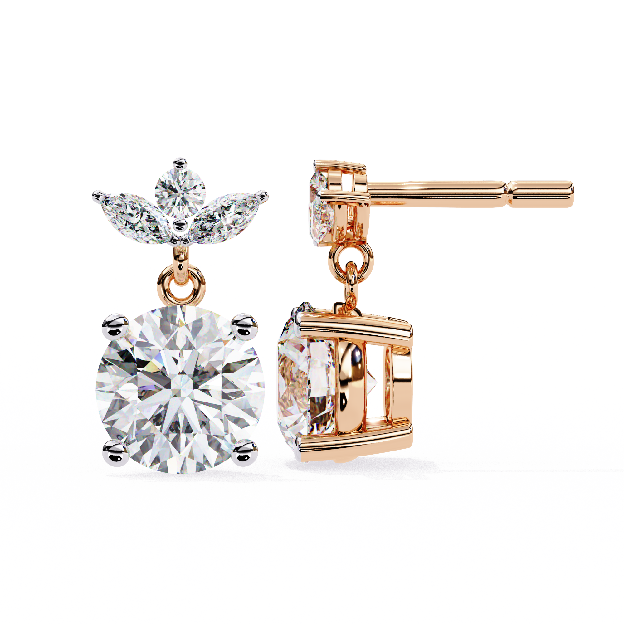 Nacre White Gold Brilliant Diamond Stud Earrings — 10k–18k Gold