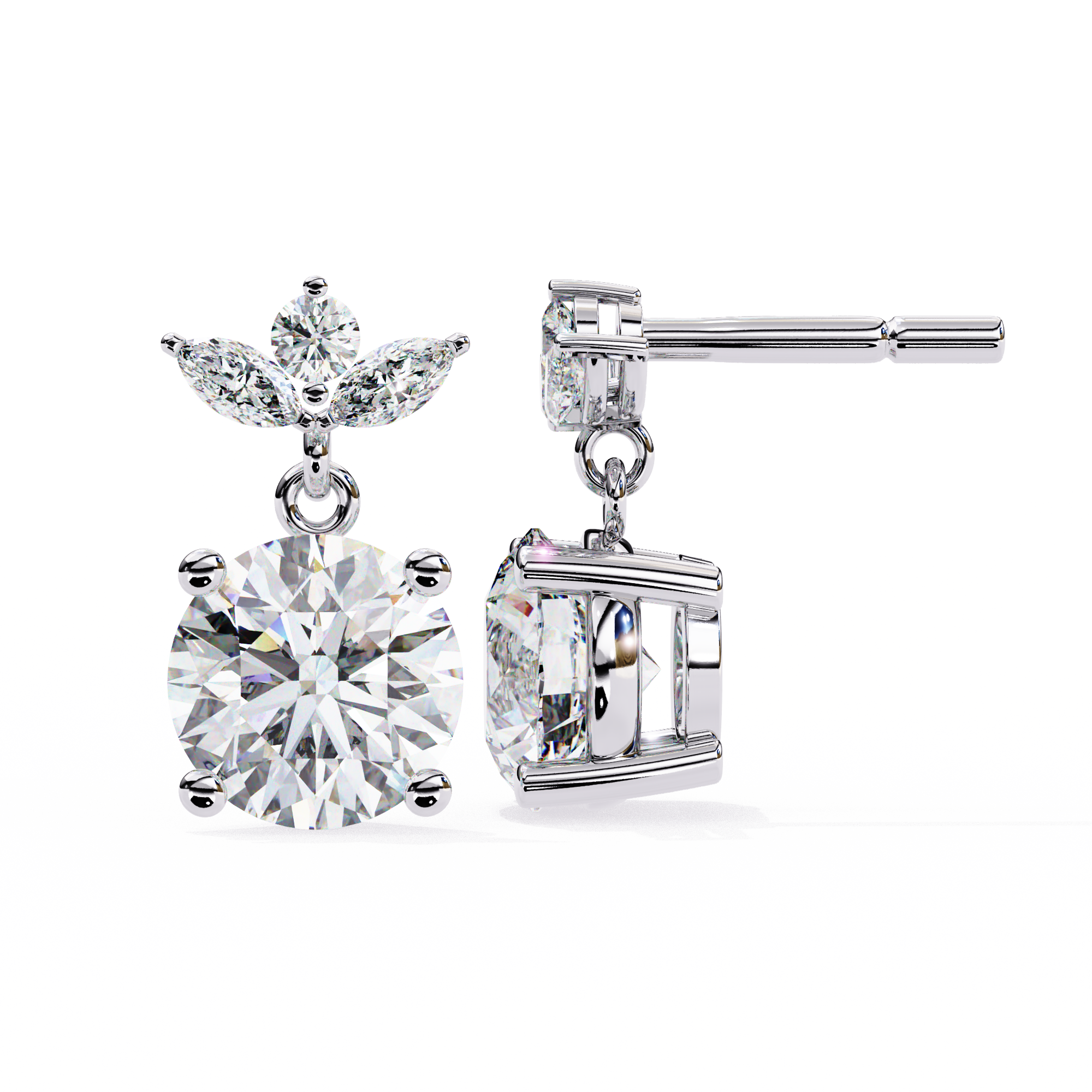 Nacre White Gold Brilliant Diamond Stud Earrings — 10k–18k Gold