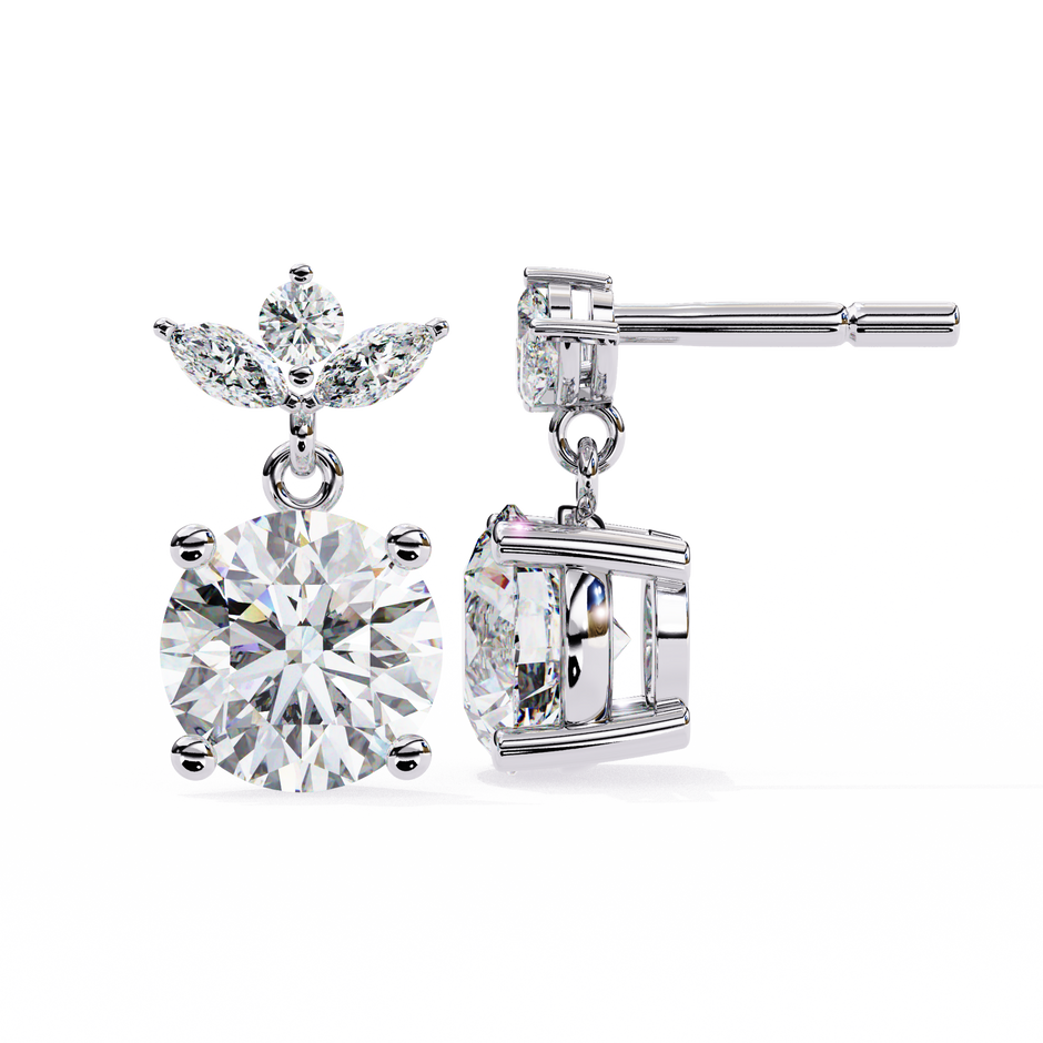 Nacre White Gold Brilliant Diamond Stud Earrings — 10k–18k Gold