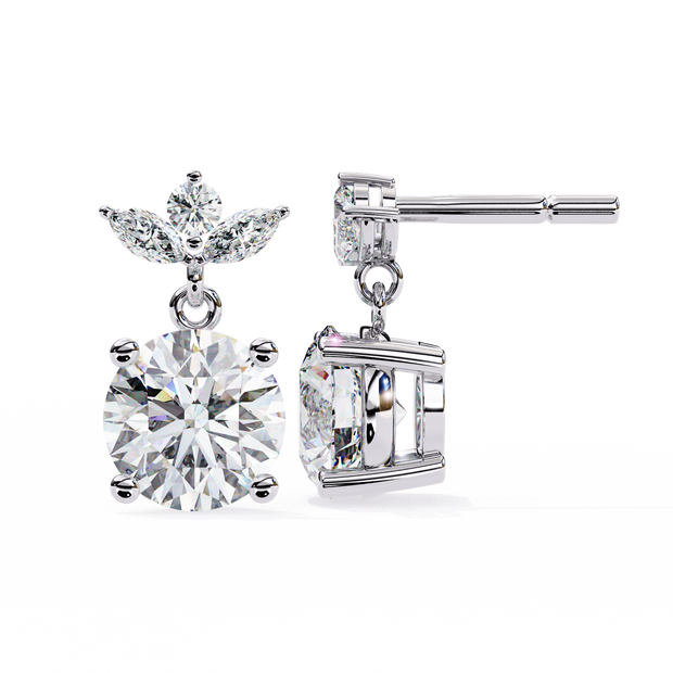 Nacre White Gold Brilliant Diamond Stud Earrings — 10k–18k Gold