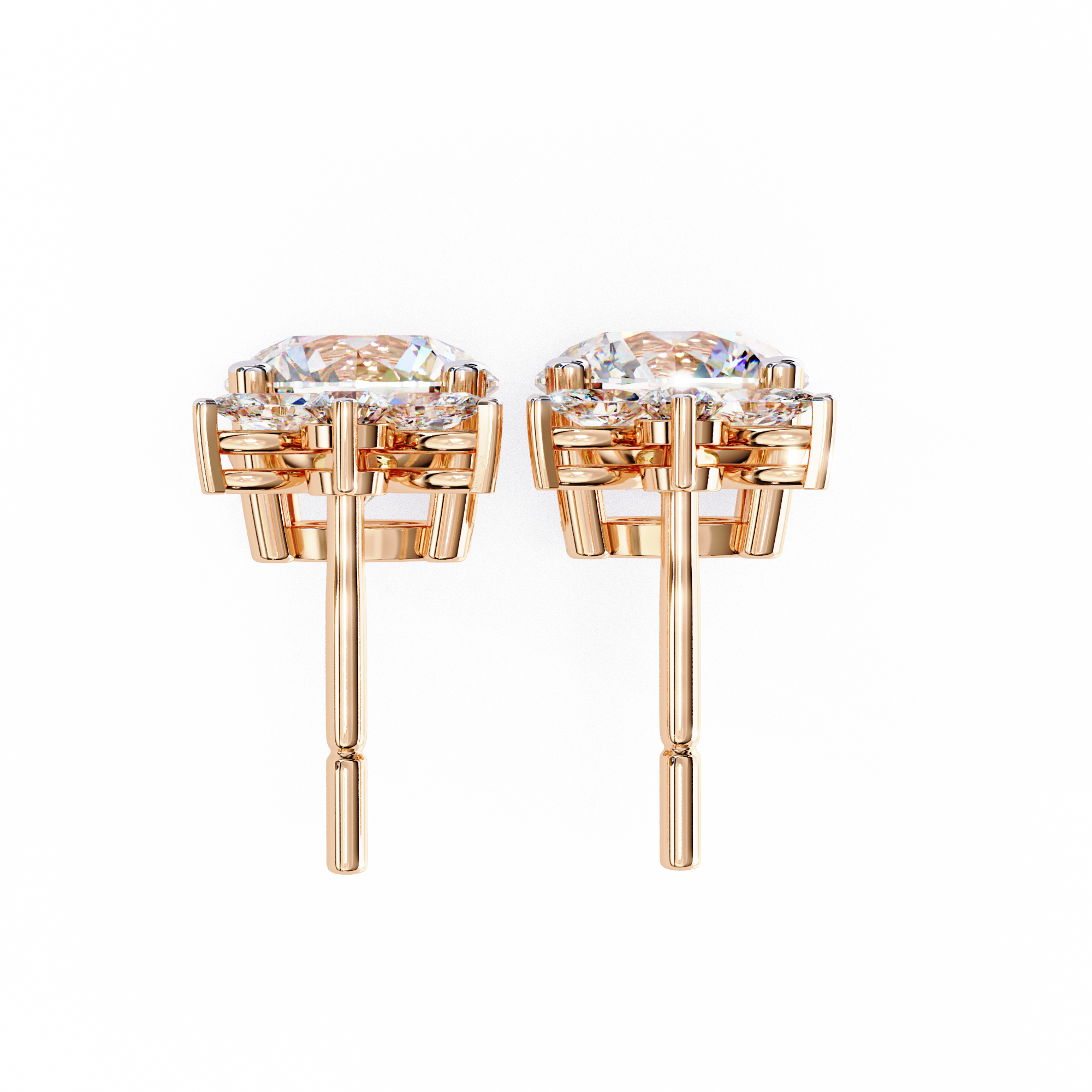 Nacre White Gold Brilliant Diamond Stud Earrings — 10k–18k Gold