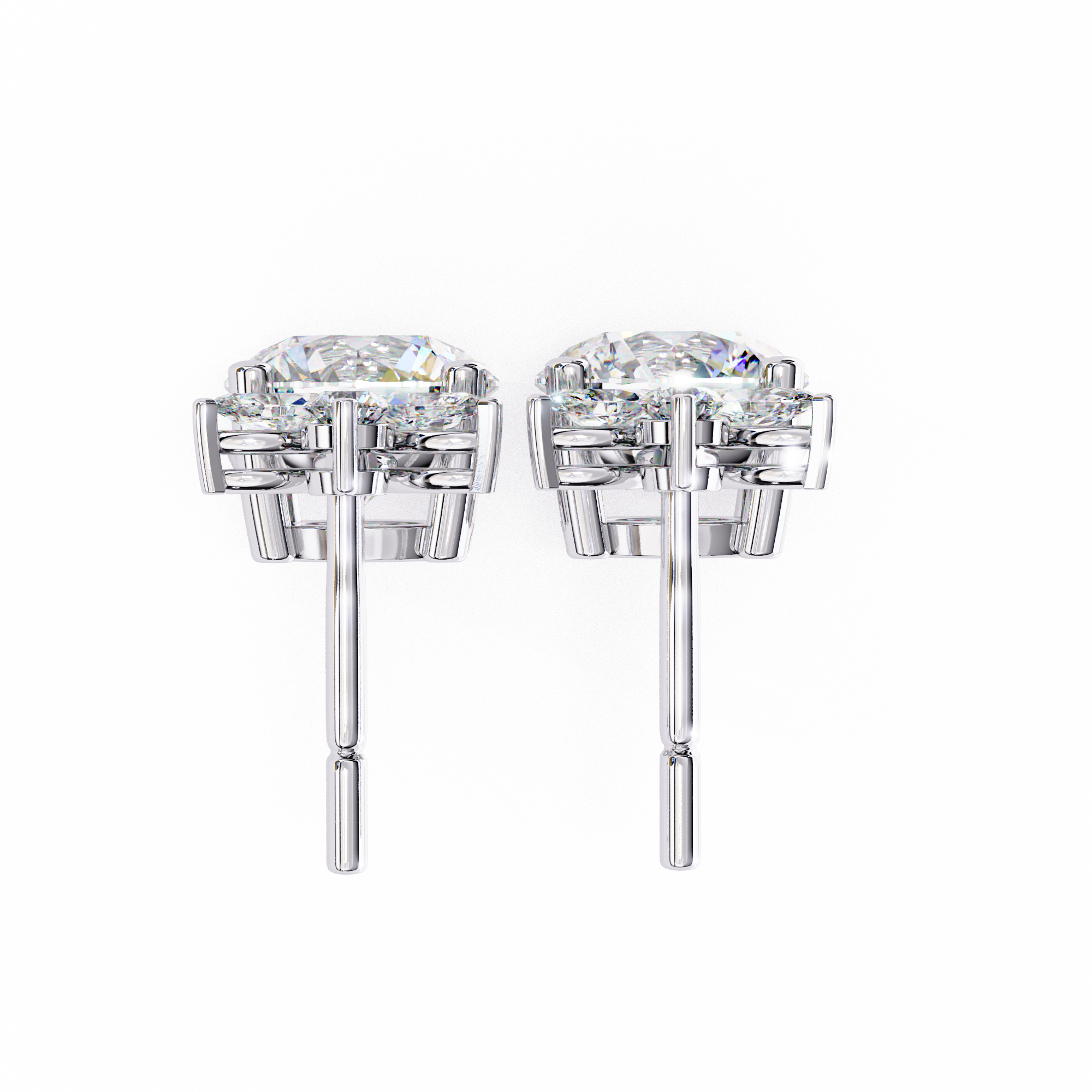 Nacre White Gold Brilliant Diamond Stud Earrings — 10k–18k Gold
