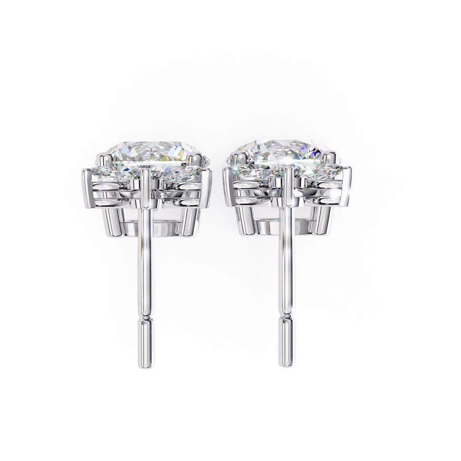 Nacre White Gold Brilliant Diamond Stud Earrings — 10k–18k Gold