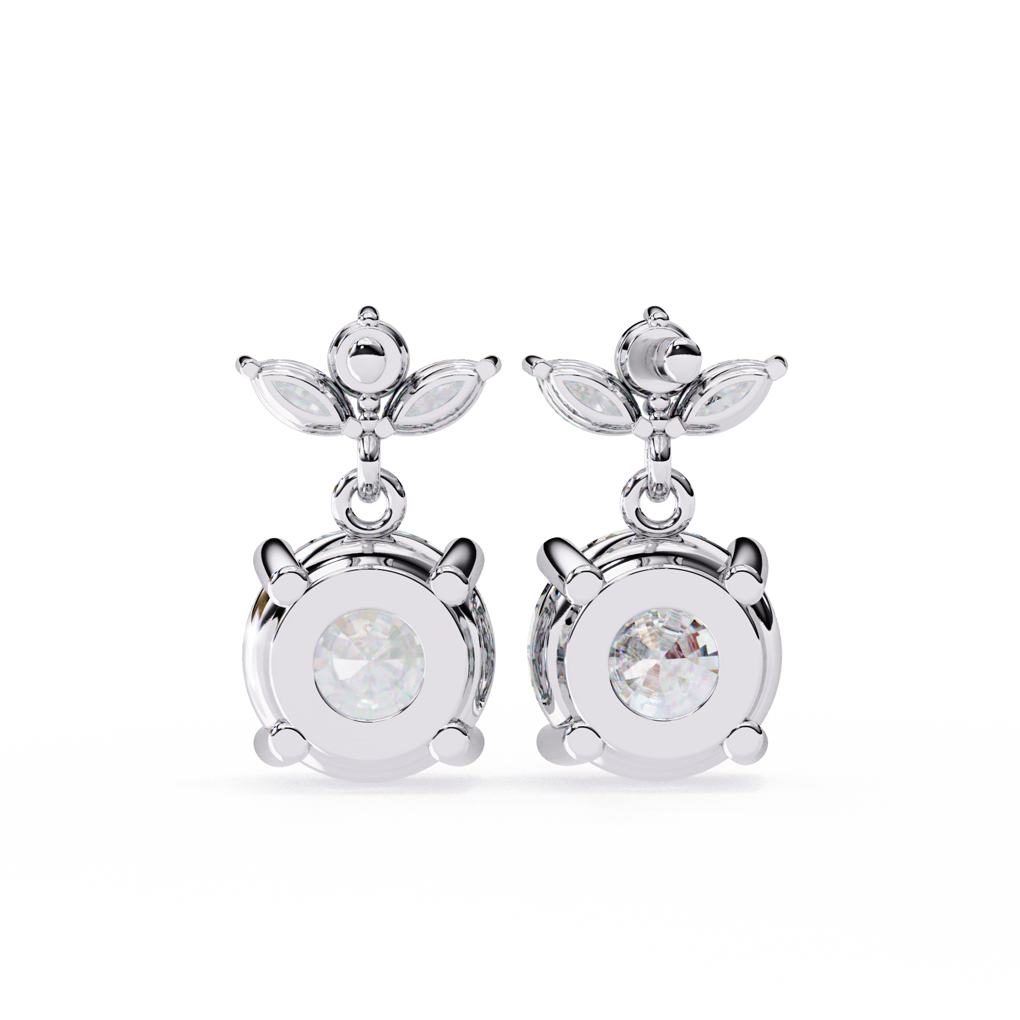 Nacre White Gold Brilliant Diamond Stud Earrings — 10k–18k Gold