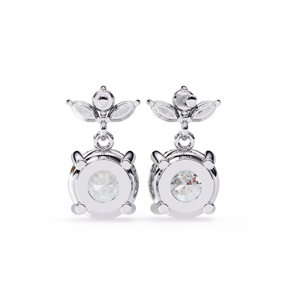 Nacre White Gold Brilliant Diamond Stud Earrings — 10k–18k Gold