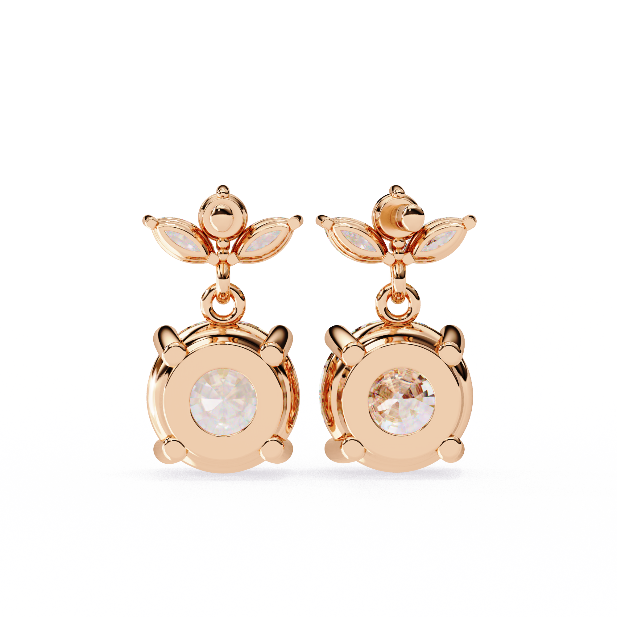 Nacre White Gold Brilliant Diamond Stud Earrings — 10k–18k Gold