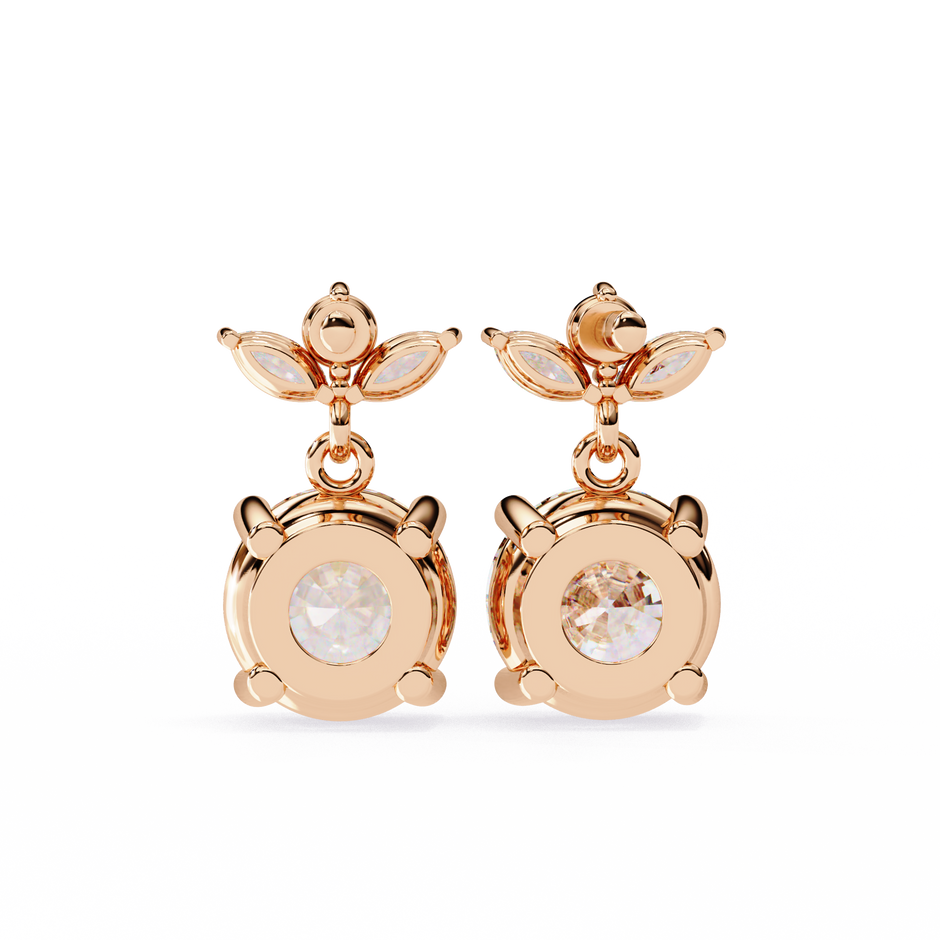 Nacre White Gold Brilliant Diamond Stud Earrings — 10k–18k Gold