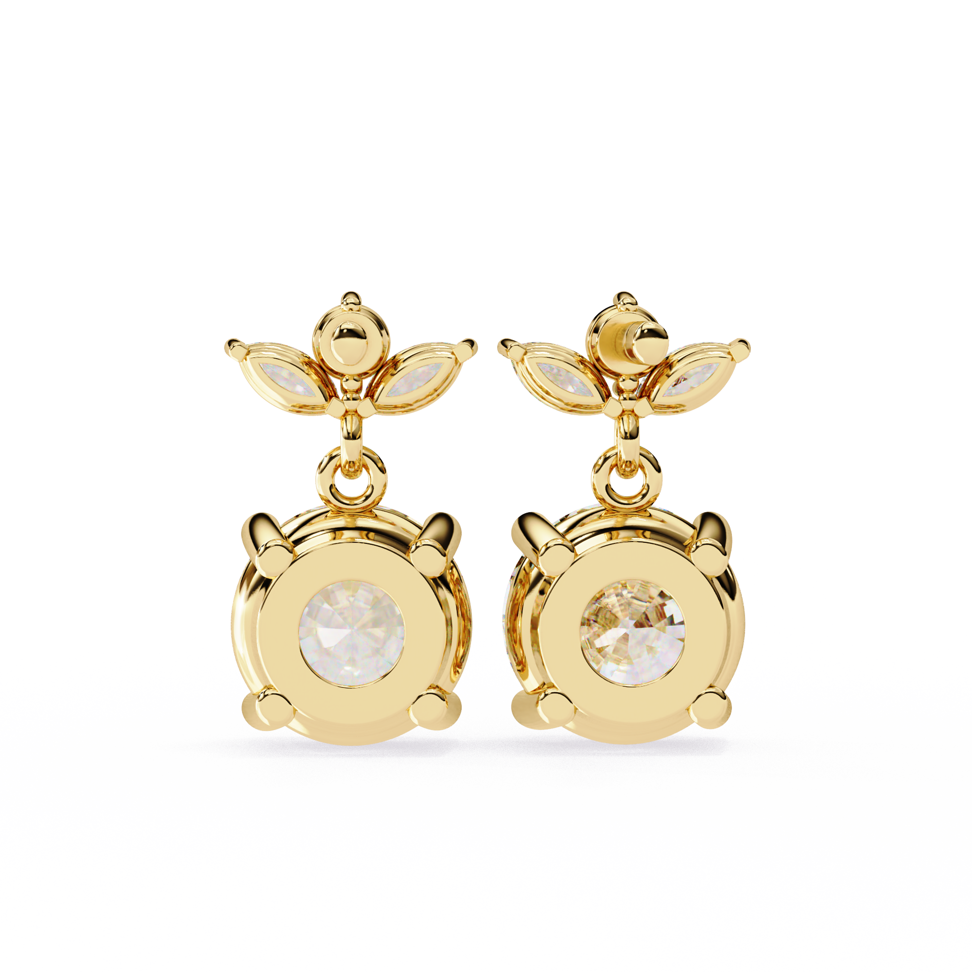 Nacre White Gold Brilliant Diamond Stud Earrings — 10k–18k Gold