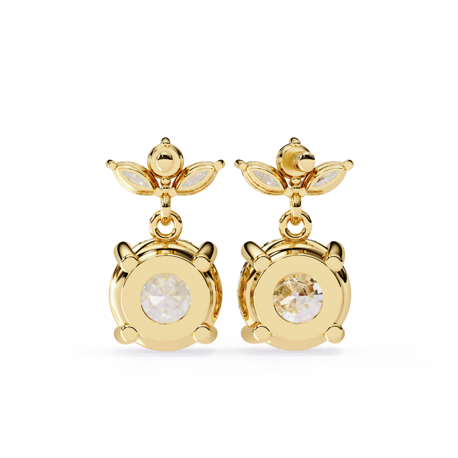 Nacre White Gold Brilliant Diamond Stud Earrings — 10k–18k Gold