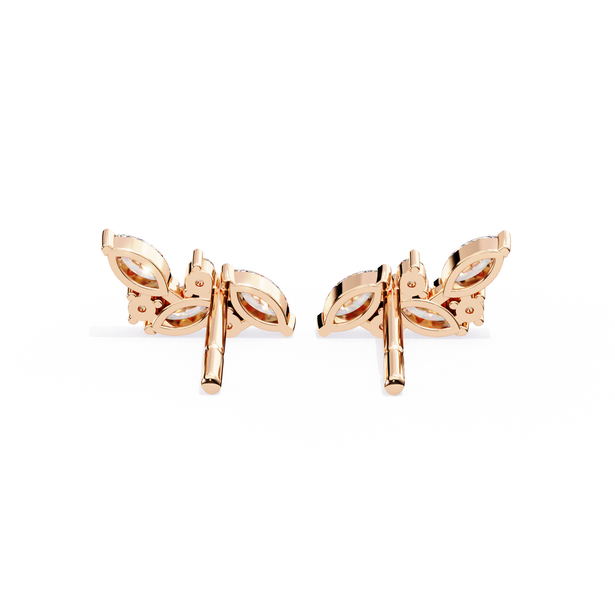 Belle Époque Antique-Cut Diamond Stud Earrings — 10k–18k Gold