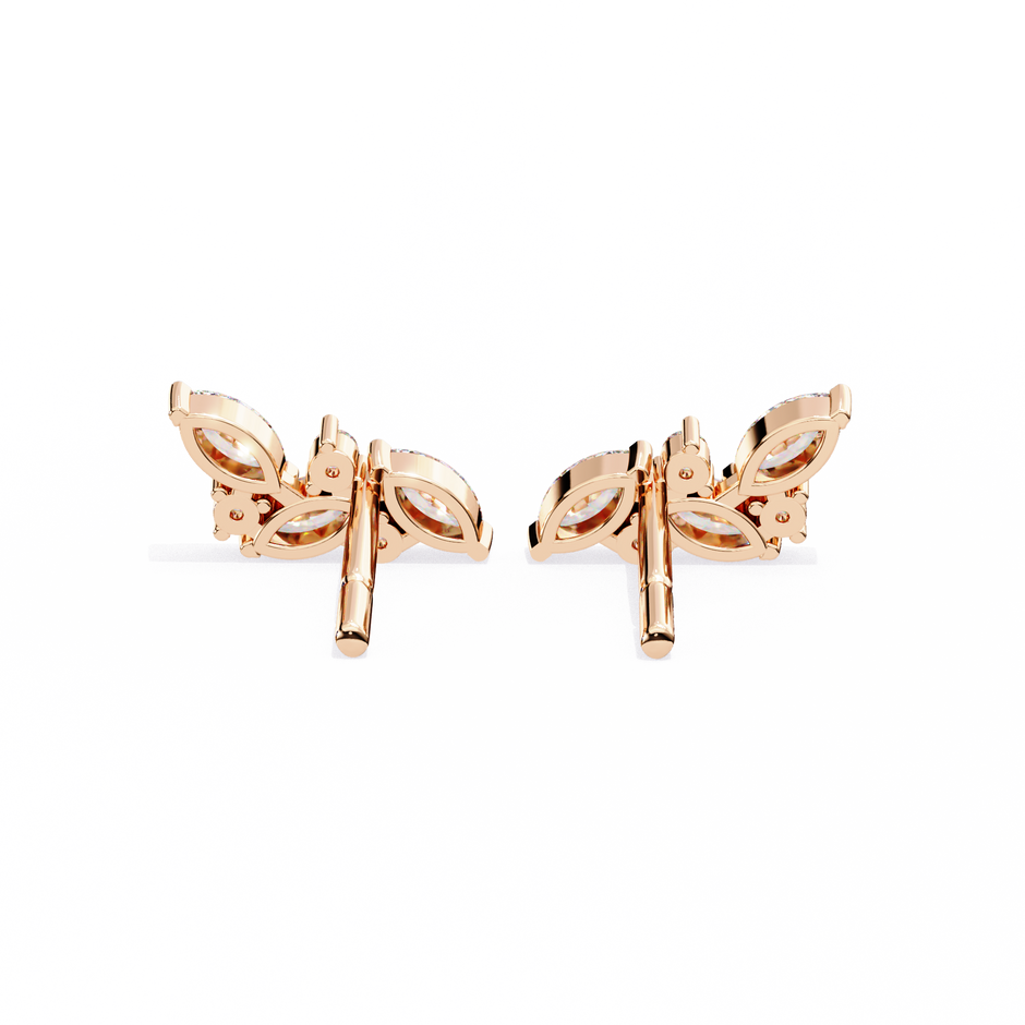 Belle Époque Antique-Cut Diamond Stud Earrings — 10k–18k Gold