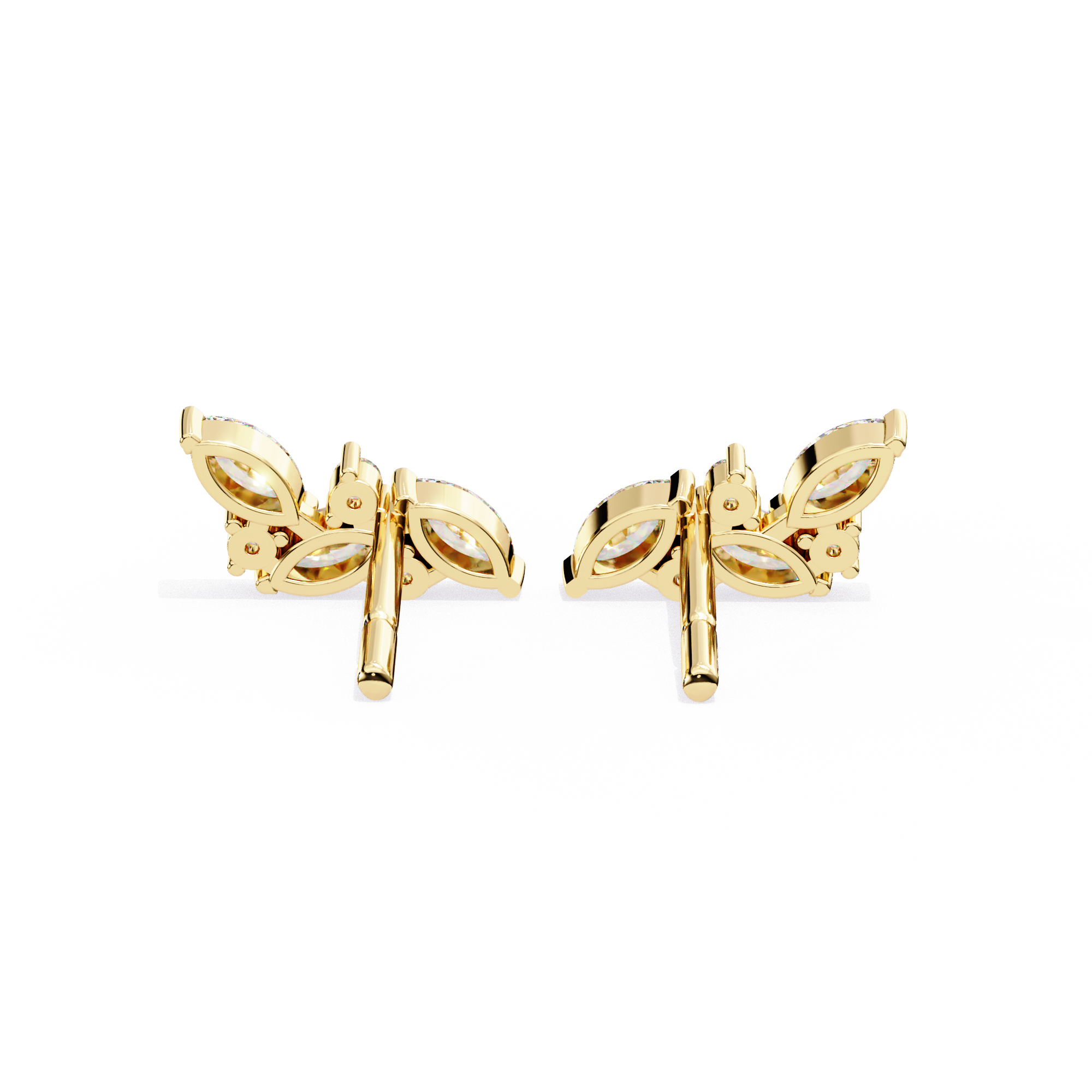 Belle Époque Antique-Cut Diamond Stud Earrings — 10k–18k Gold