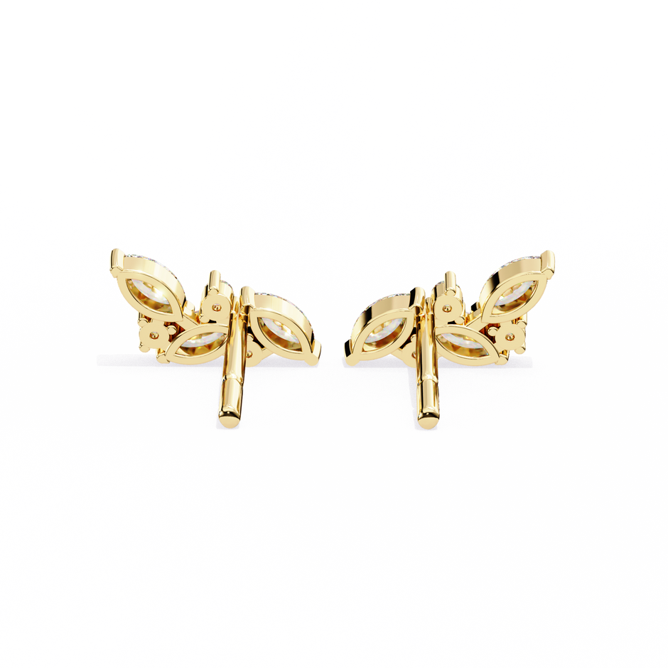 Belle Époque Antique-Cut Diamond Stud Earrings — 10k–18k Gold