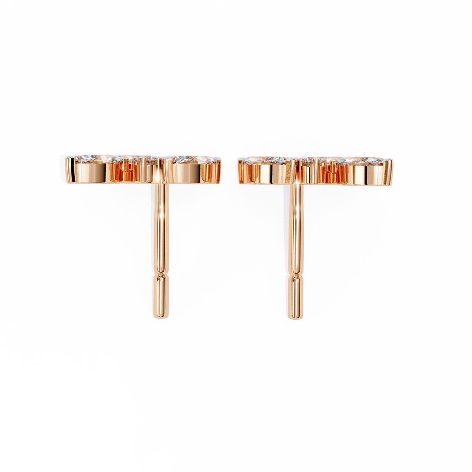 Belle Époque Antique-Cut Diamond Stud Earrings — 10k–18k Gold