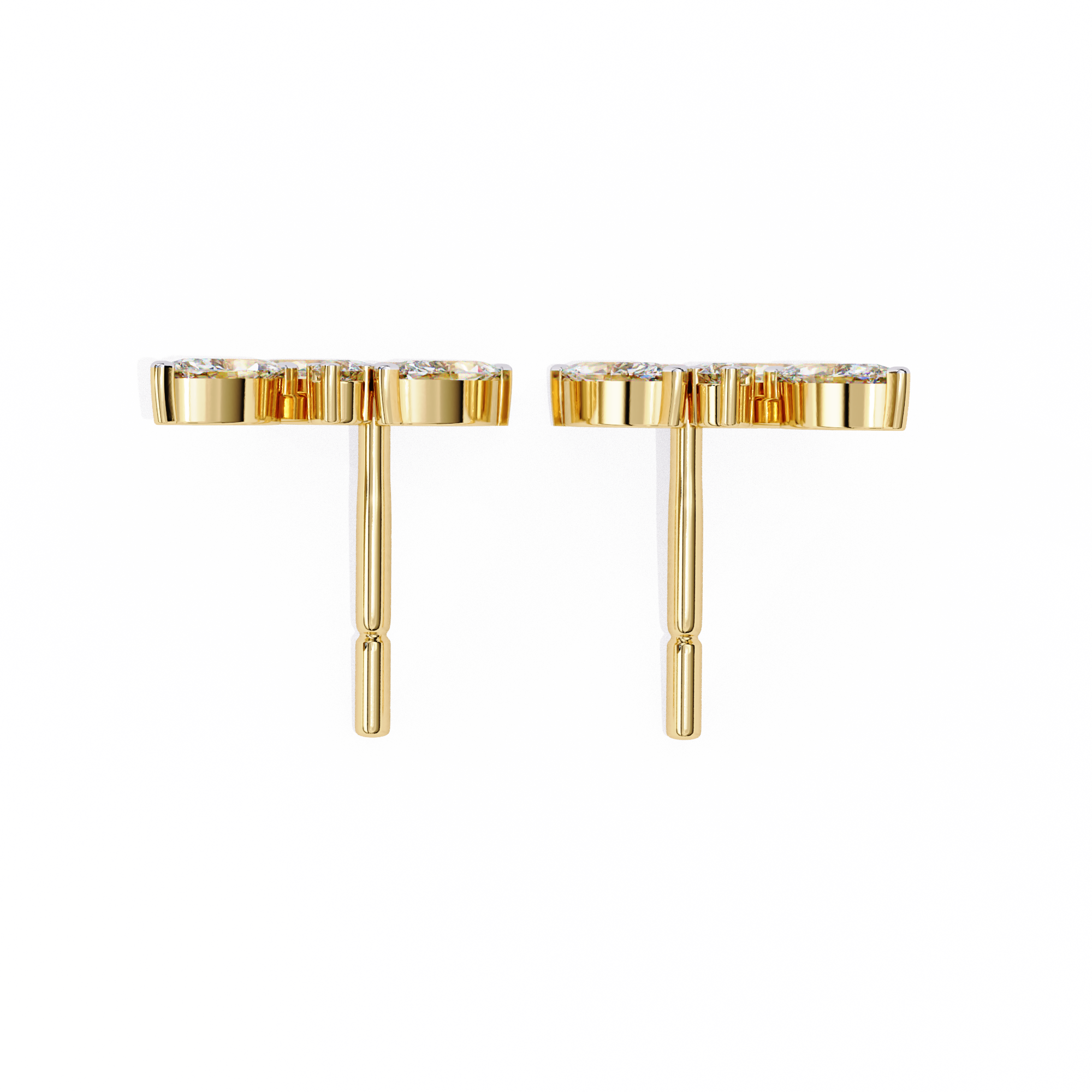 Belle Époque Antique-Cut Diamond Stud Earrings — 10k–18k Gold