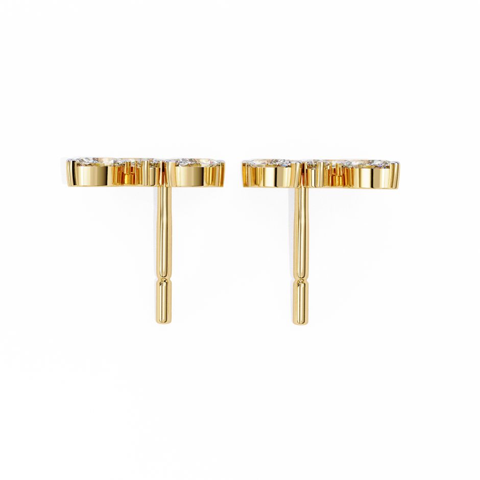 Belle Époque Antique-Cut Diamond Stud Earrings — 10k–18k Gold