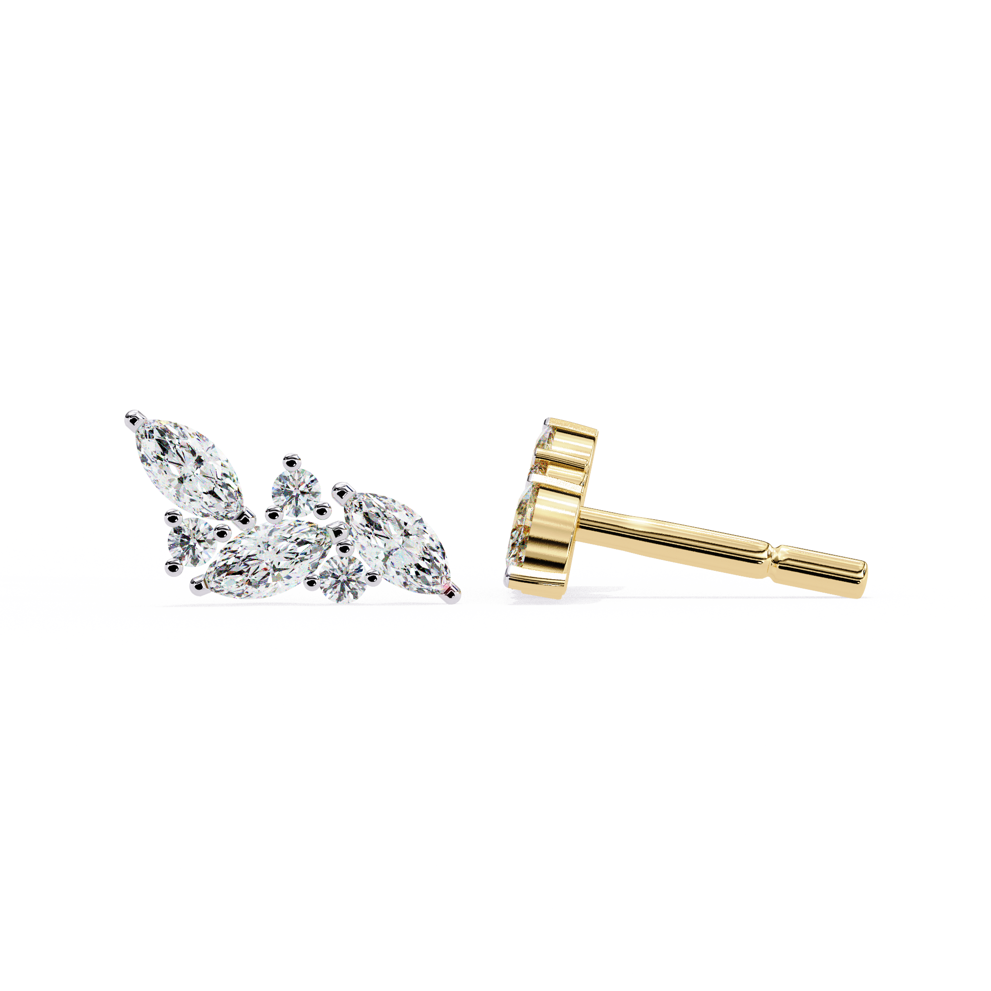 Belle Époque Antique-Cut Diamond Stud Earrings — 10k–18k Gold