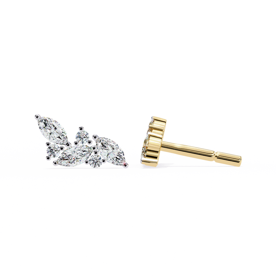 Belle Époque Antique-Cut Diamond Stud Earrings — 10k–18k Gold