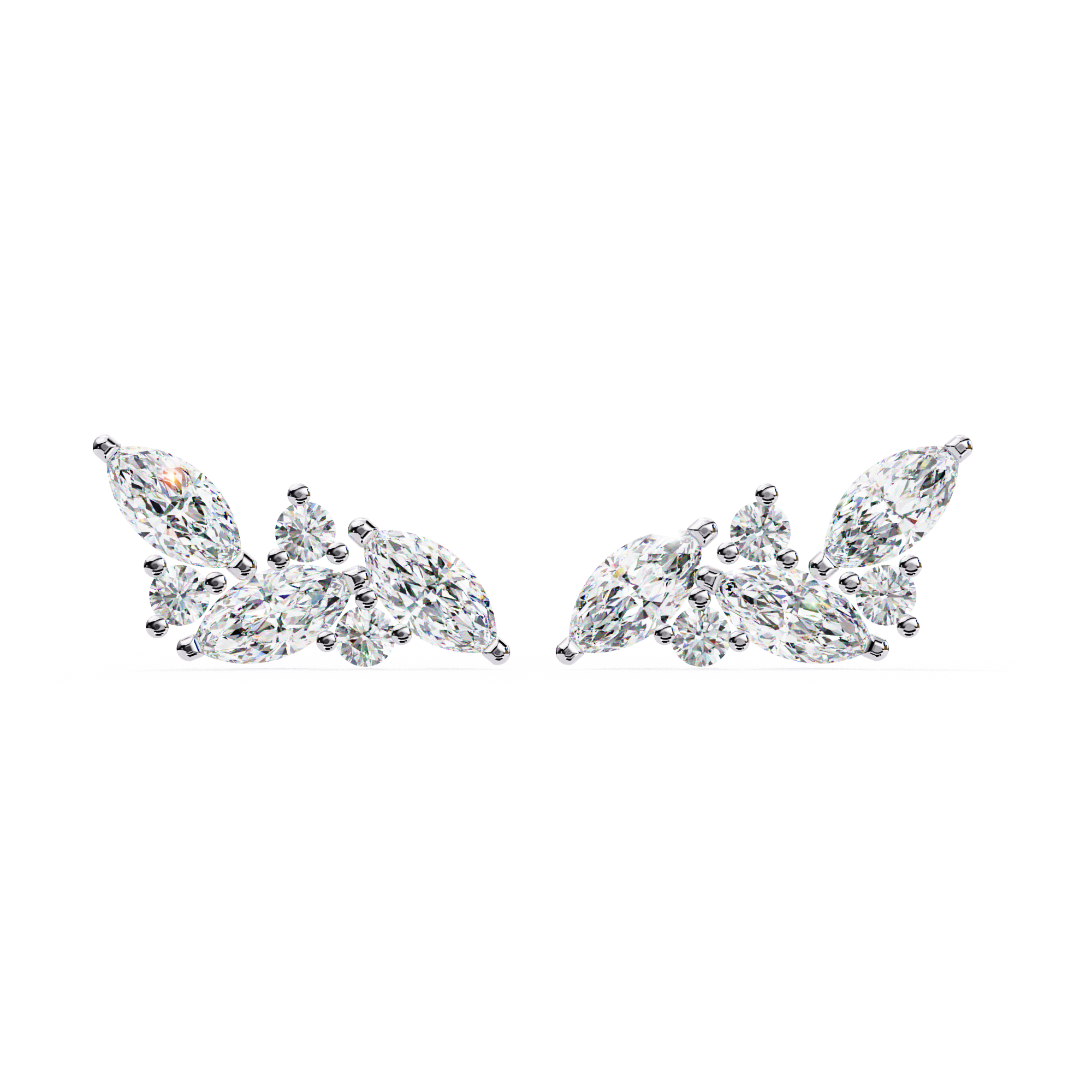 Belle Époque Antique-Cut Diamond Stud Earrings — 10k–18k Gold