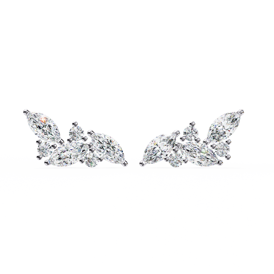 Belle Époque Antique-Cut Diamond Stud Earrings — 10k–18k Gold