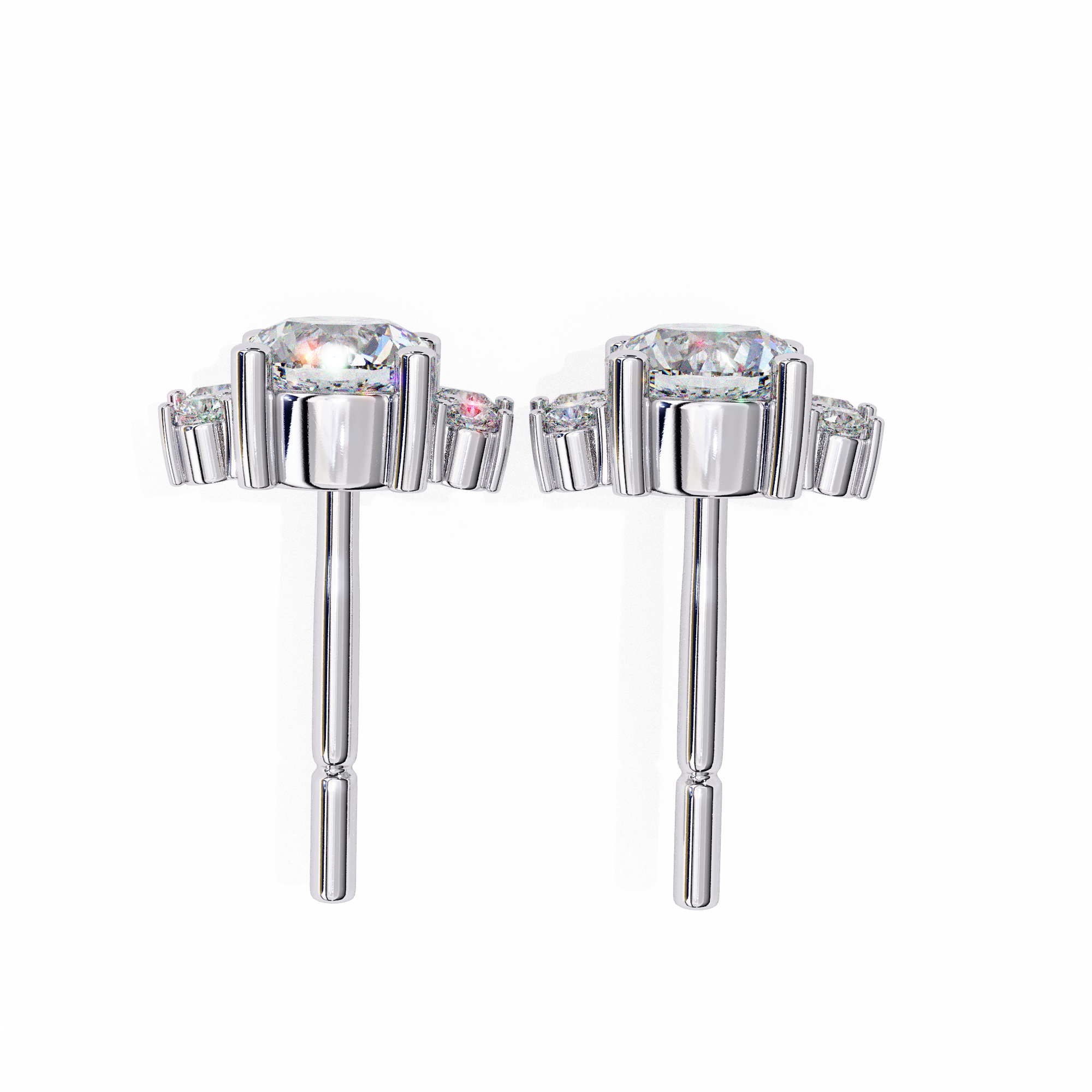 Rivage Full-Bezel Brilliant Diamond Stud Earrings — 10k–18k Gold