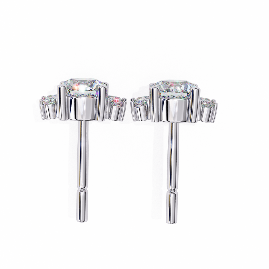 Rivage Full-Bezel Brilliant Diamond Stud Earrings — 10k–18k Gold